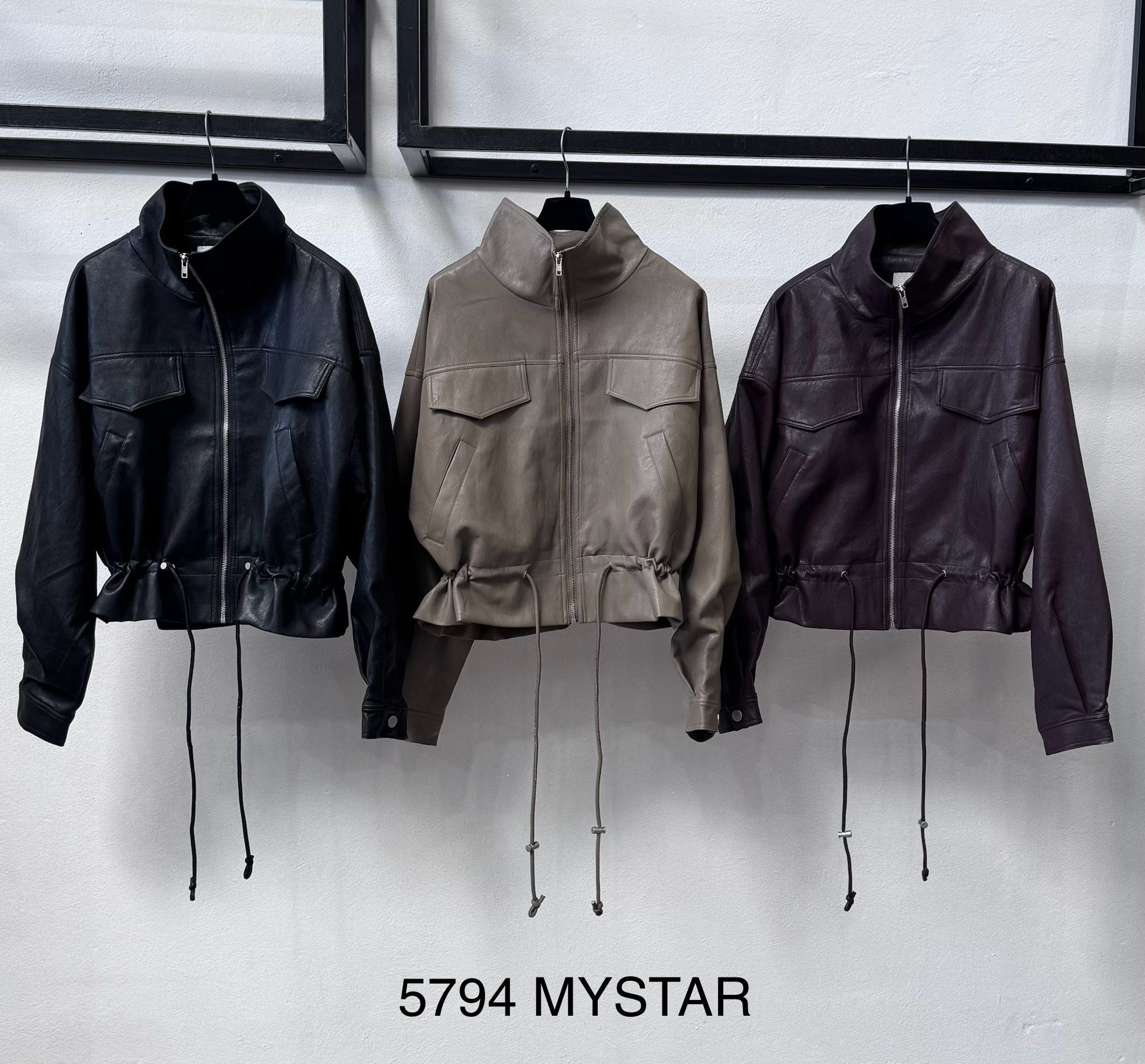 Stand-Collar Faux Leather Jacket