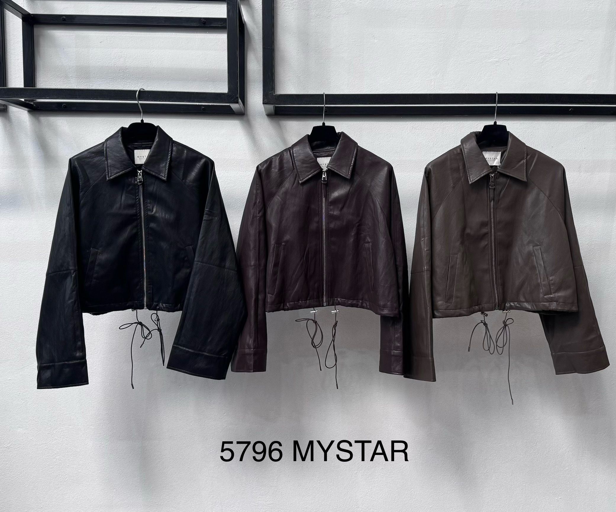 Faux-Leather Jacket with Waist Drawcord