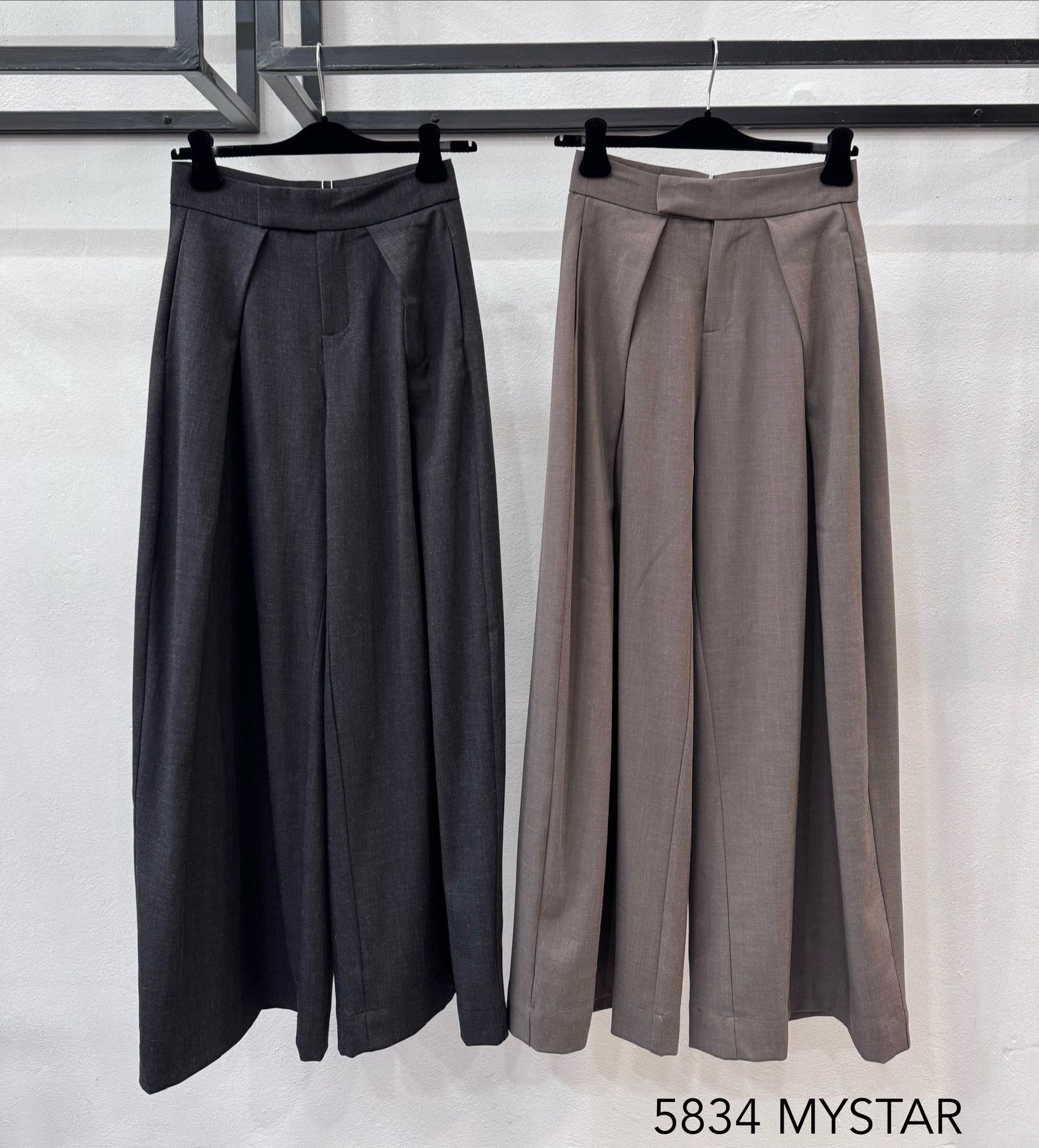 Wide-Leg Pleated Trousers