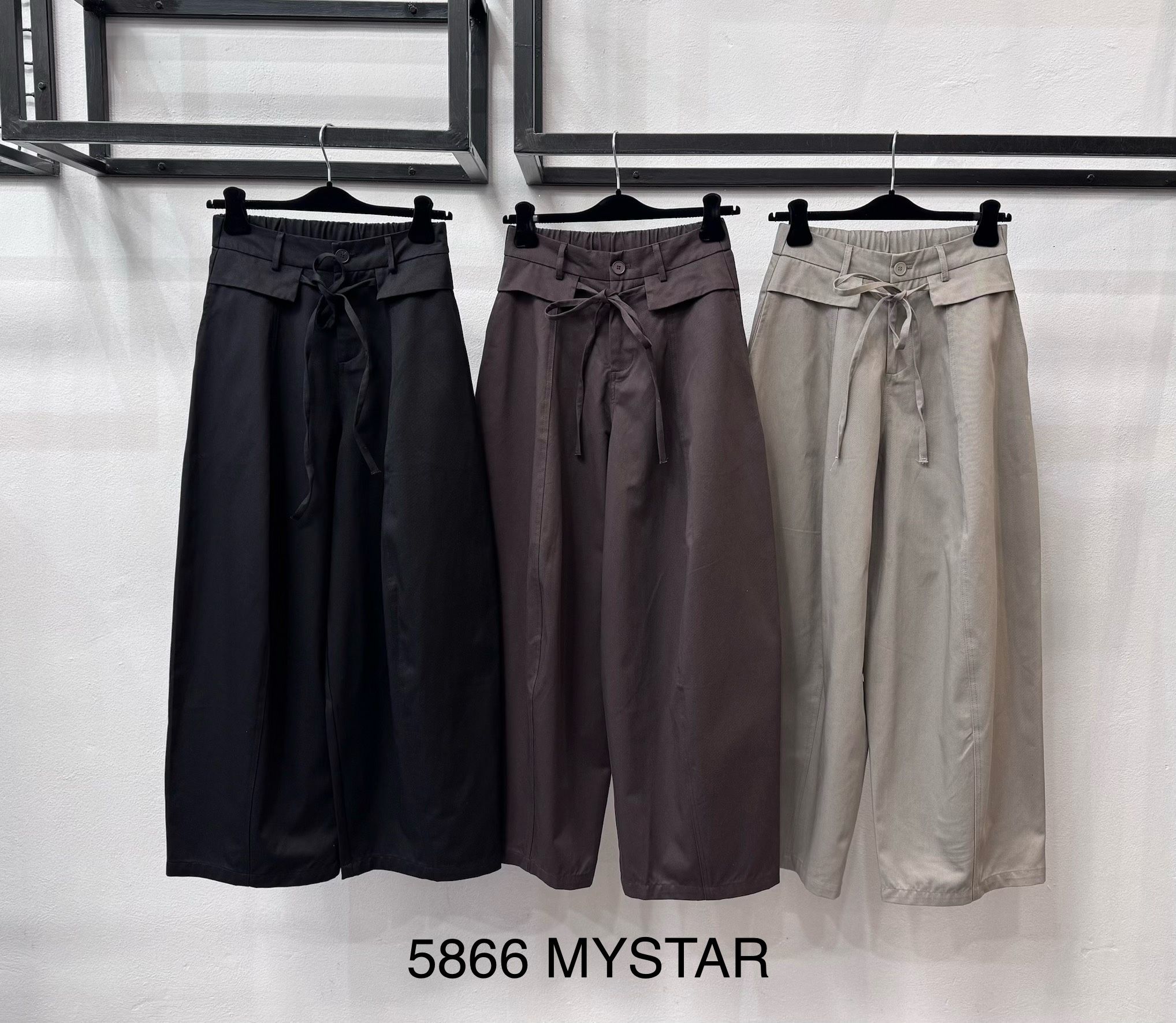 Wide‑Leg Trousers with Drawcords