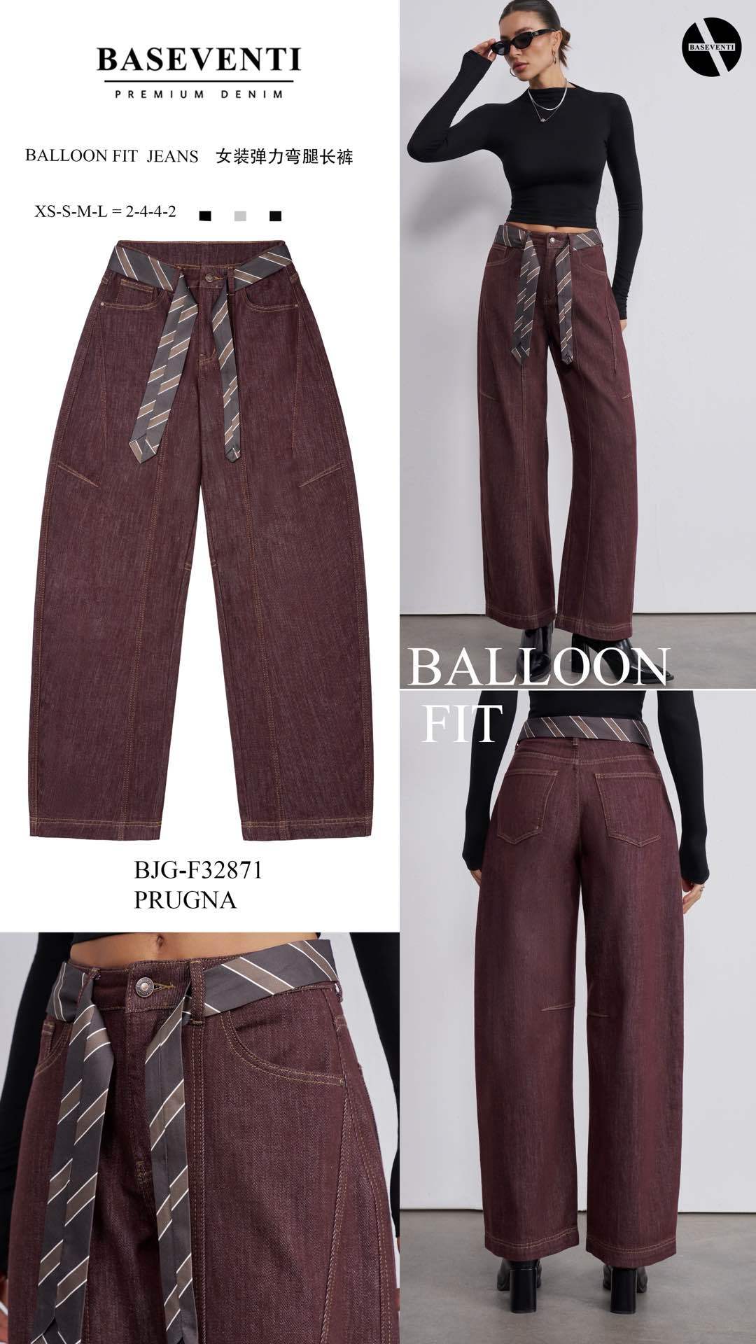 Balloon Fit Trousers with Belt