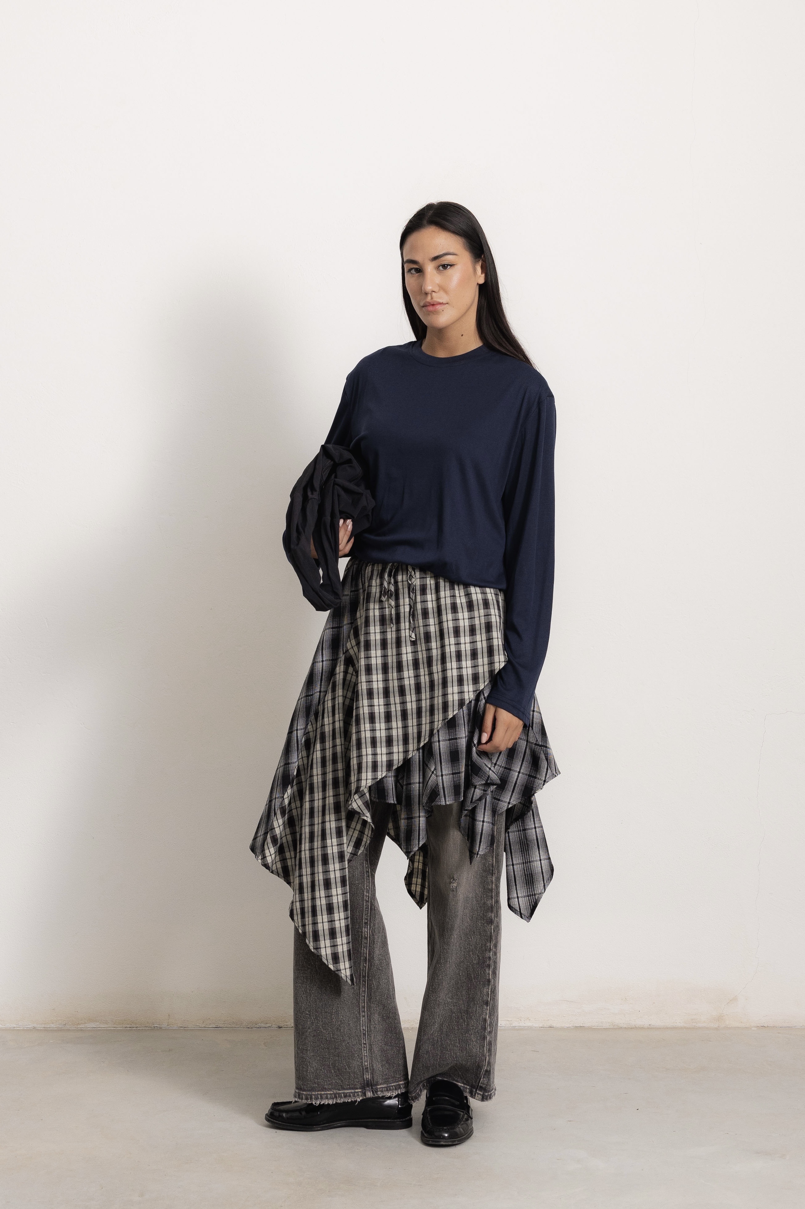 A‑Line Midi Skirt in Check