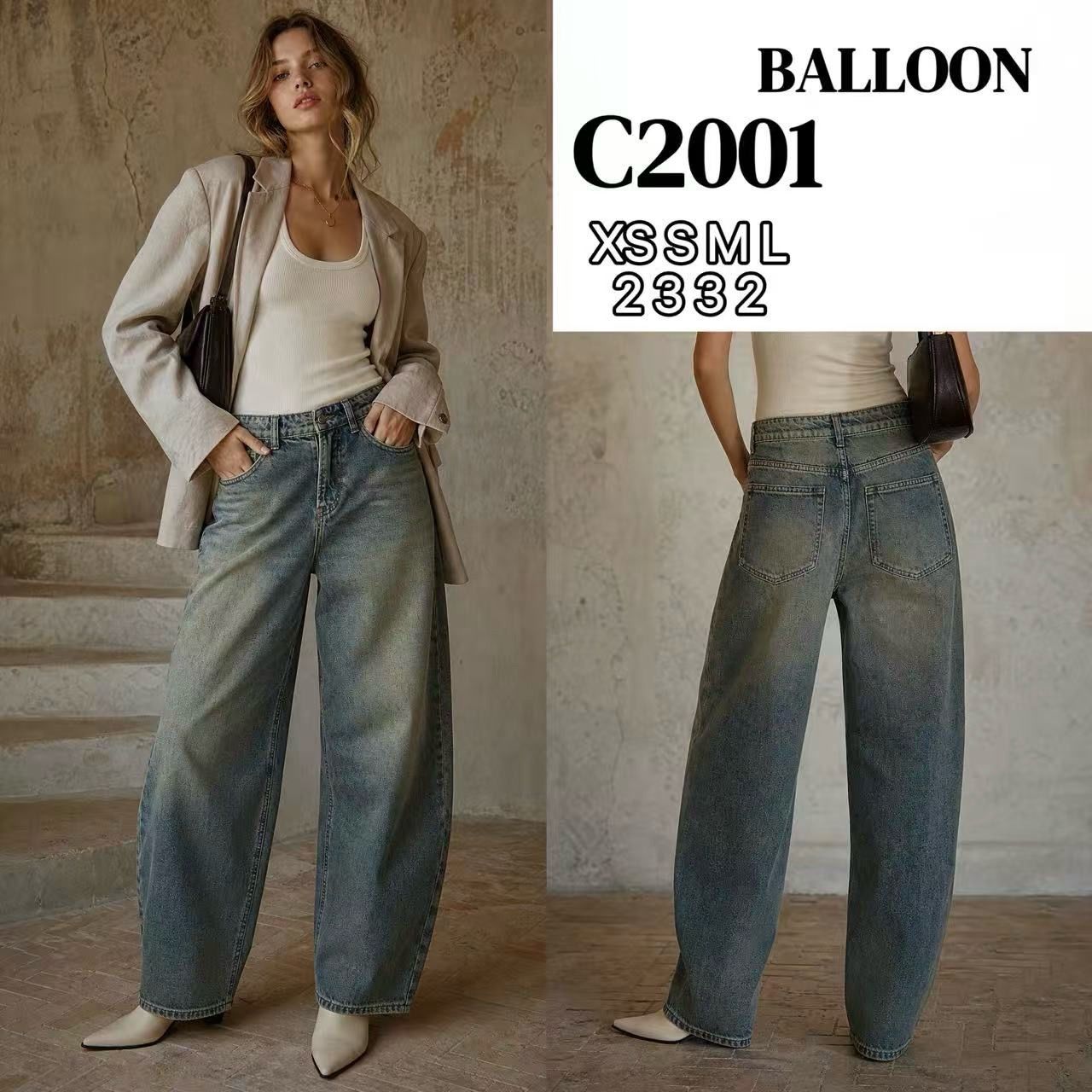 High‑Waist Balloon Jeans