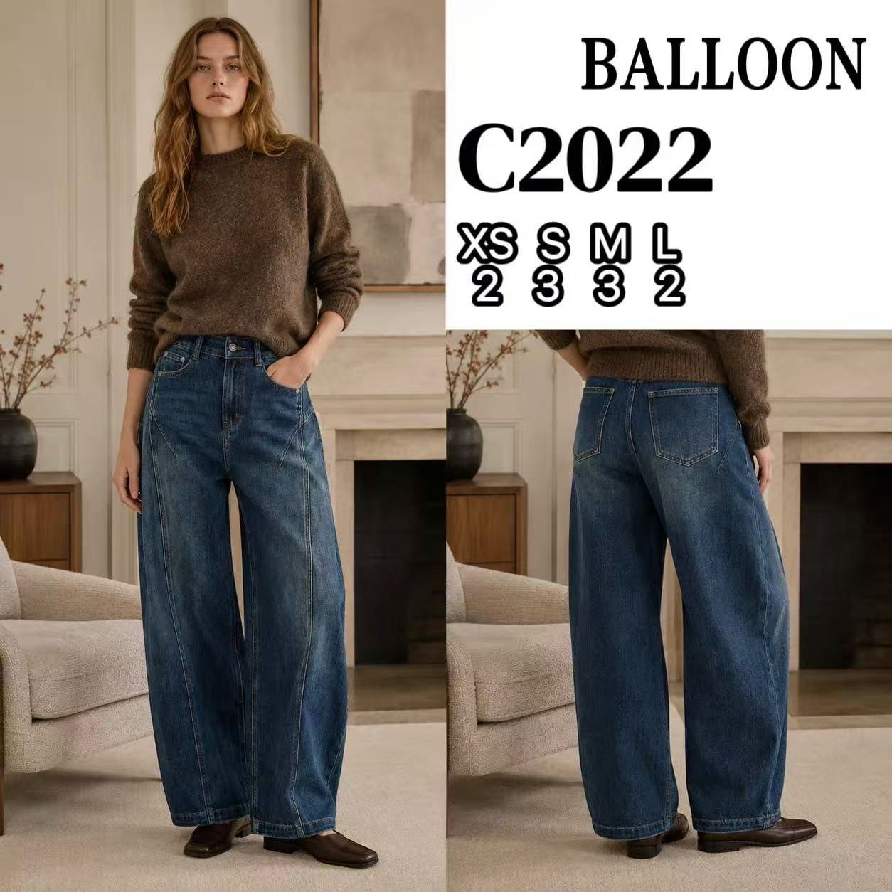 High‑Rise Balloon Jeans