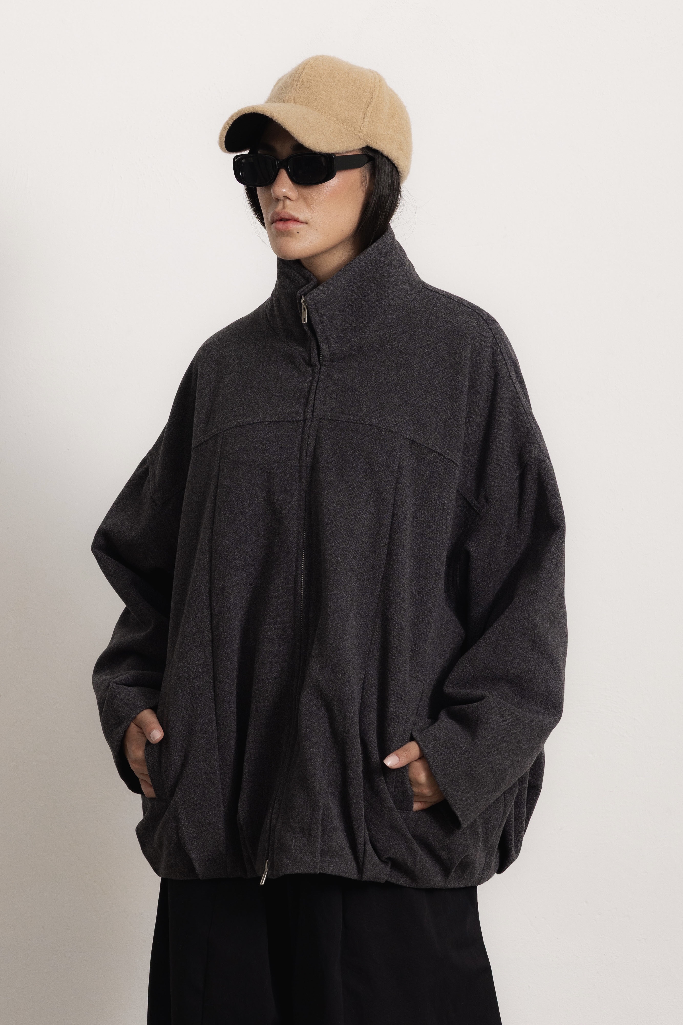 Oversize Jacket with Funnel Neck