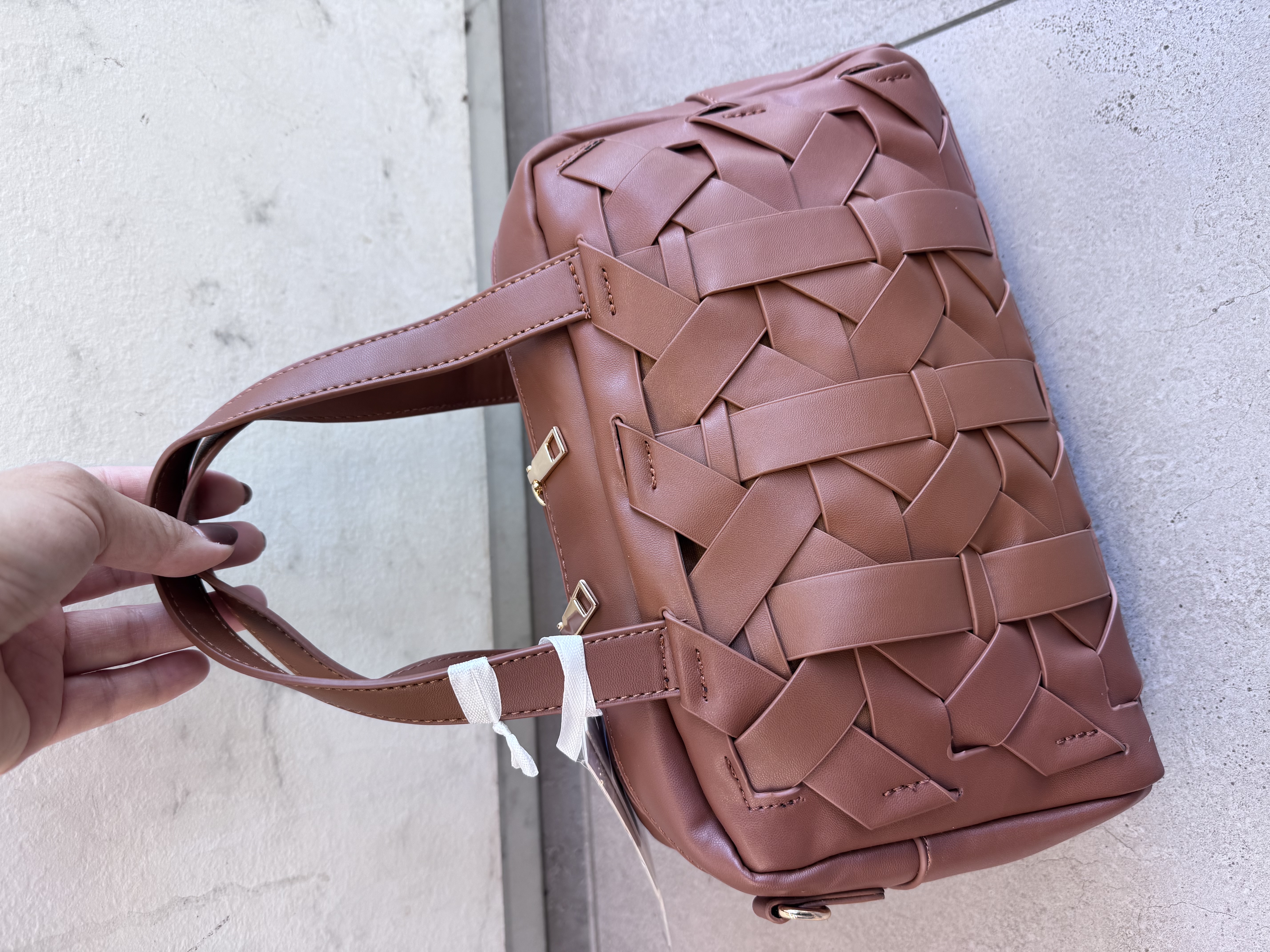 Woven-Front Box Bag