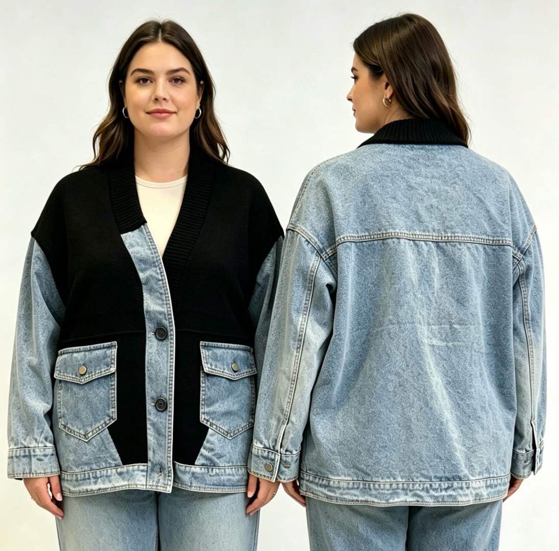 Oversize Denim Jacket with Pockets