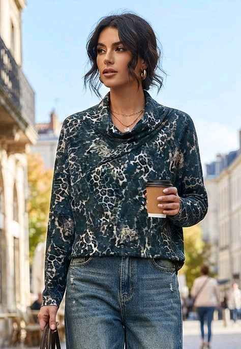 Relaxed Top with Cowl Neck