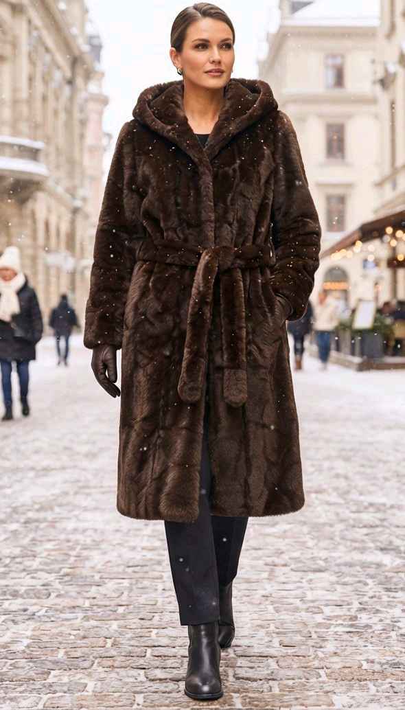 Tie‑Waist Faux Leather Coat