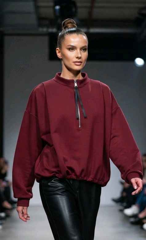 Oversized Sweatshirt with Mock Neck