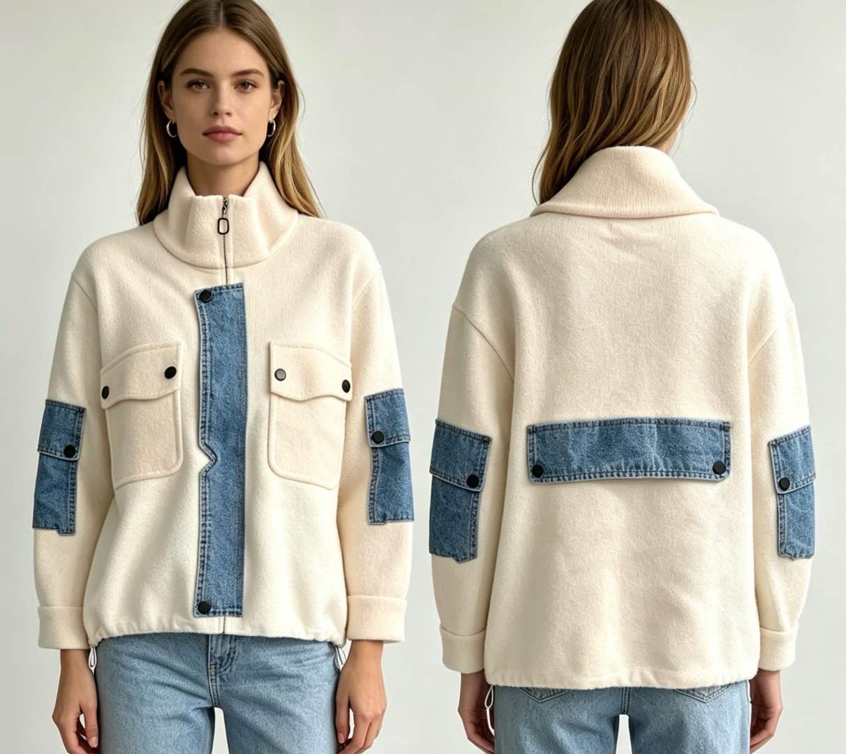 Relaxed Jacket with Funnel Neck