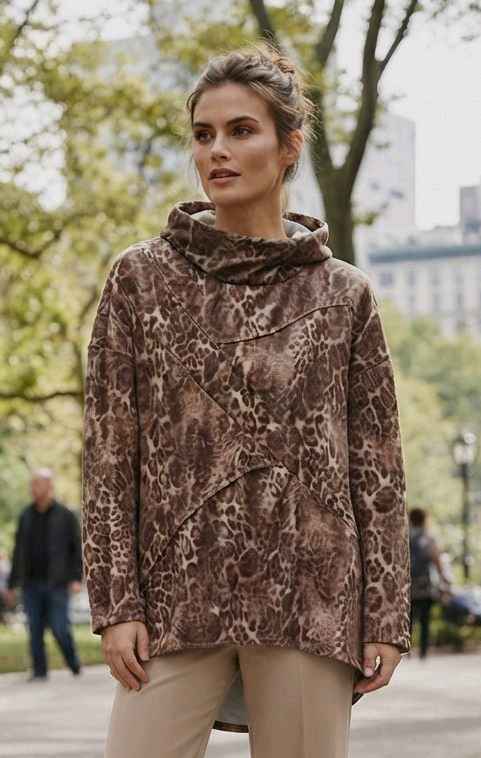 Loose Blouse with Draped Cowl
