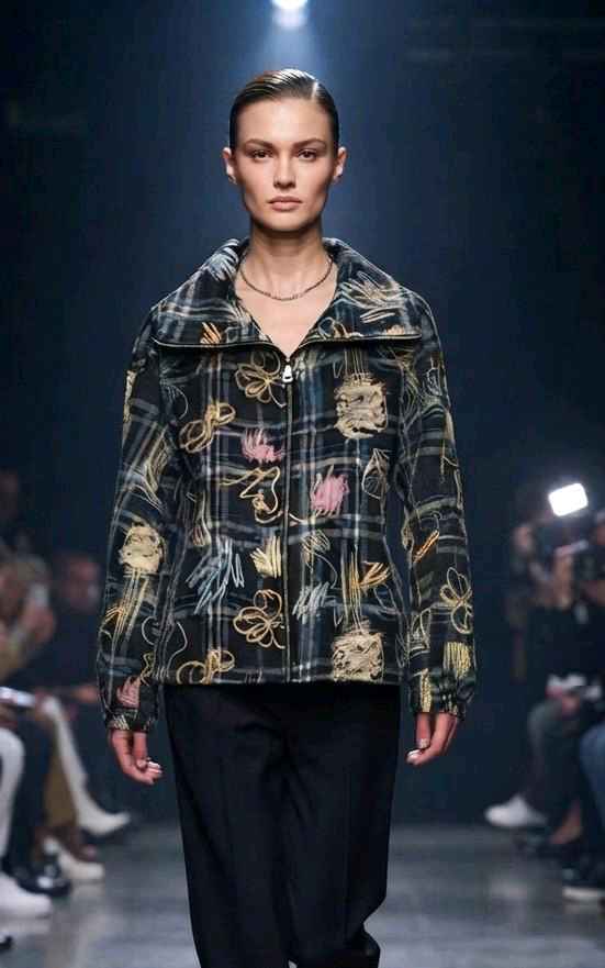 Hip-Length Checked Jacket