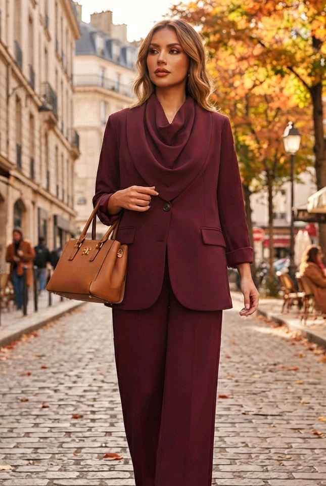 Tailored Jacket with Draped Neckline