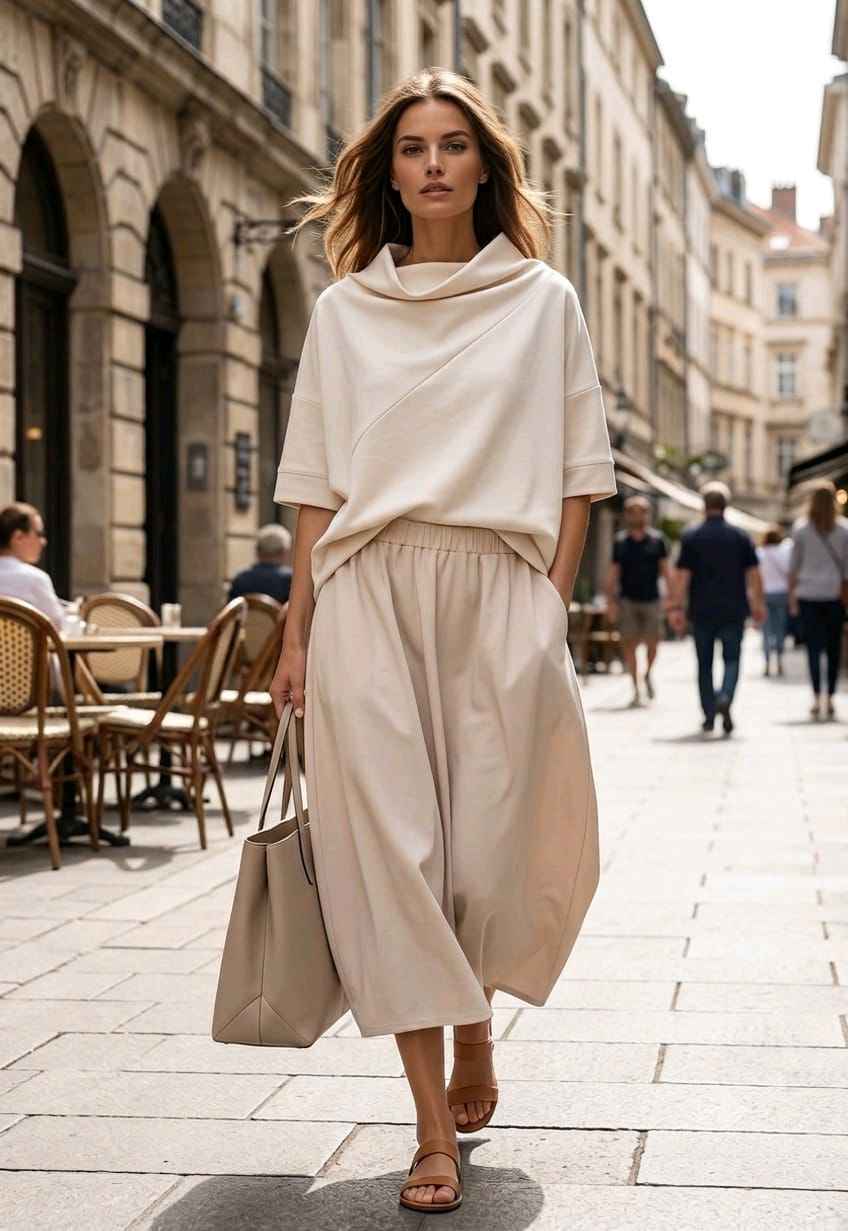Extended Blouse with Cowl Neck