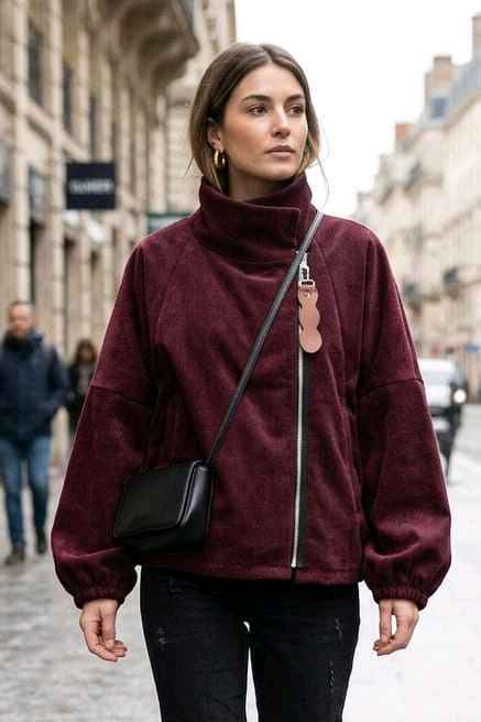 Relaxed Jacket with Stand Collar
