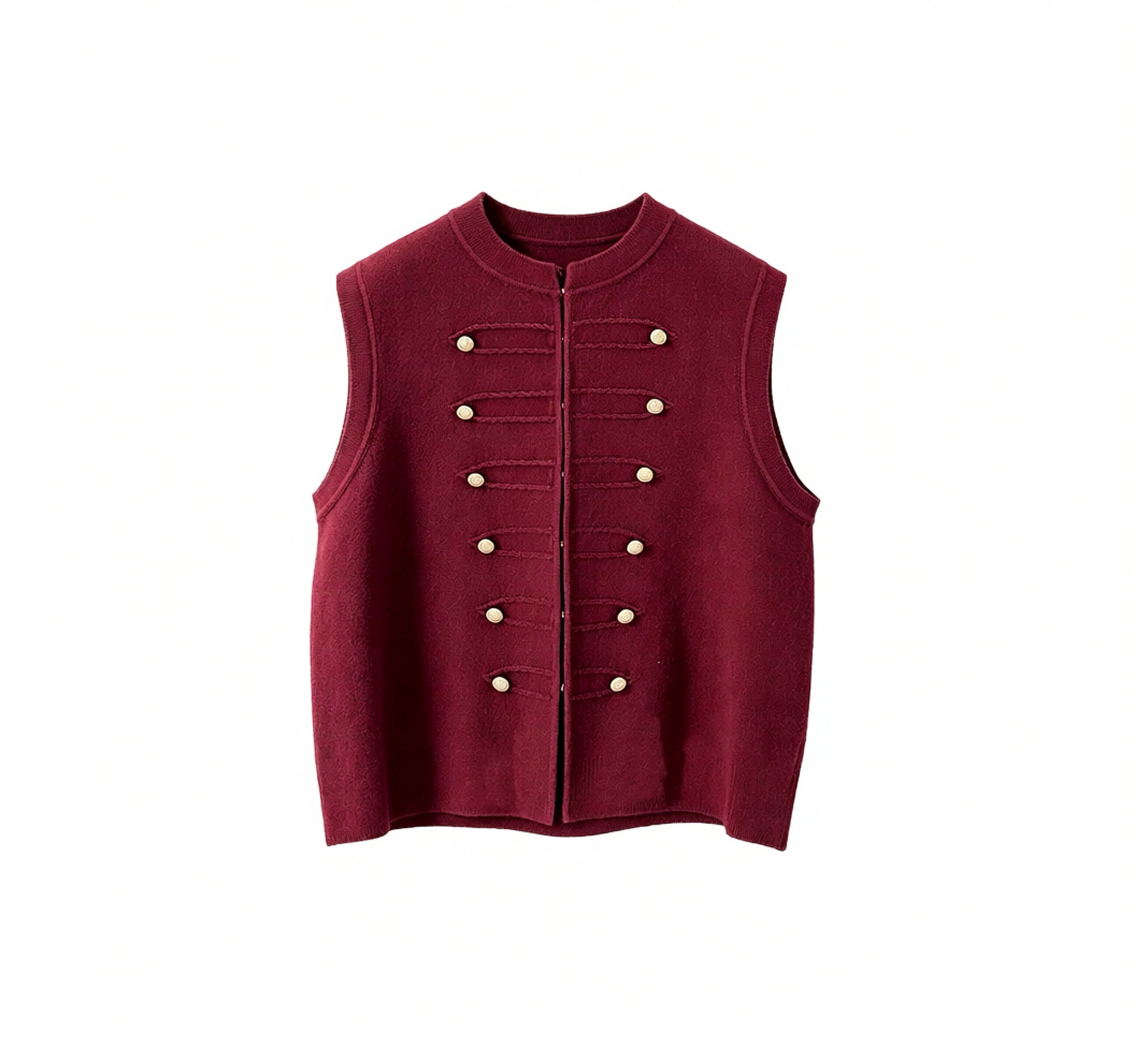 Straight Vest with Decorative Buttons