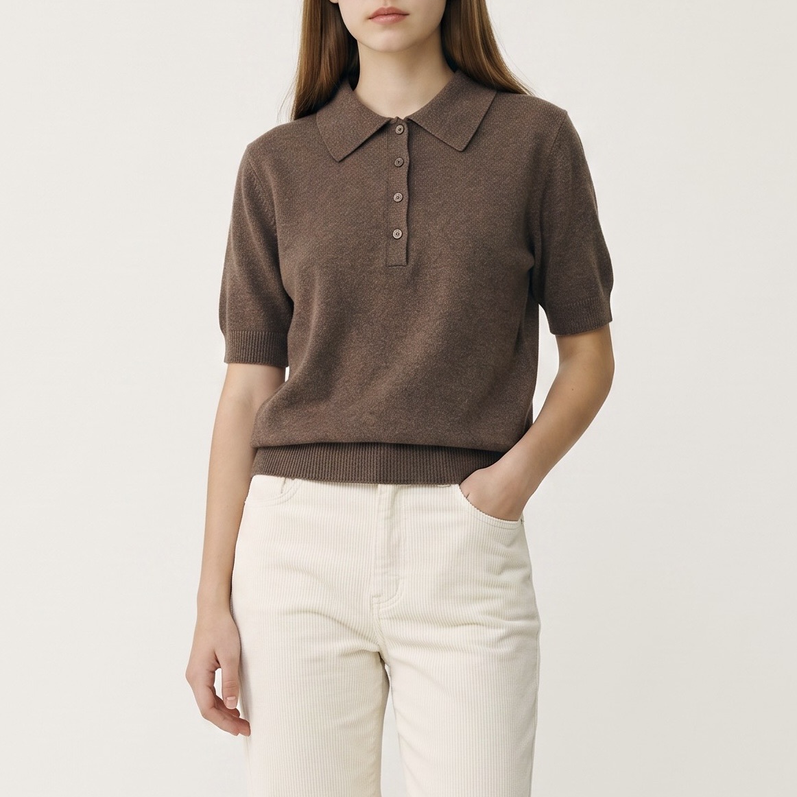 Short-Sleeve Polo Sweater