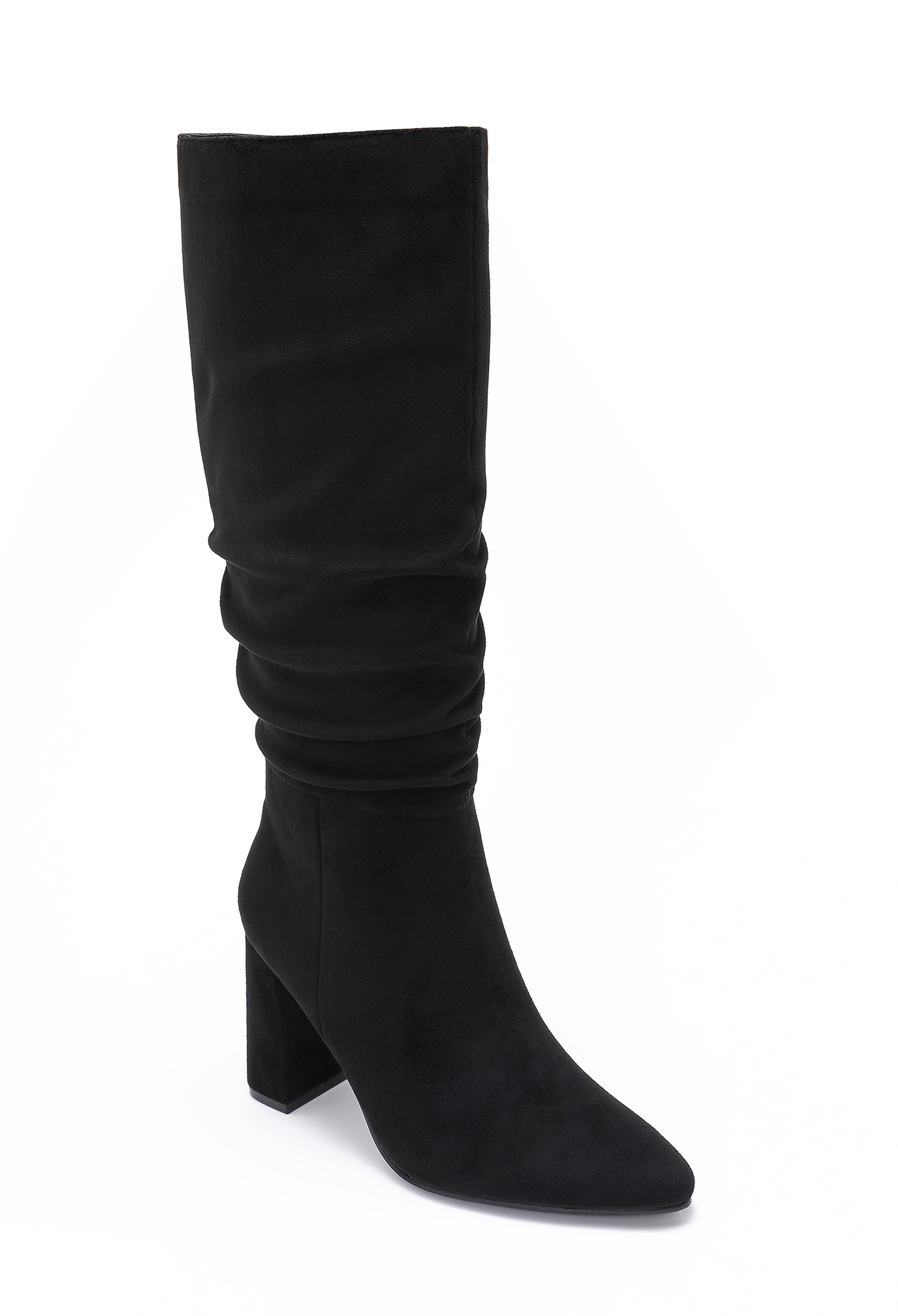 Block-Heel Boots with Gathered Shaft