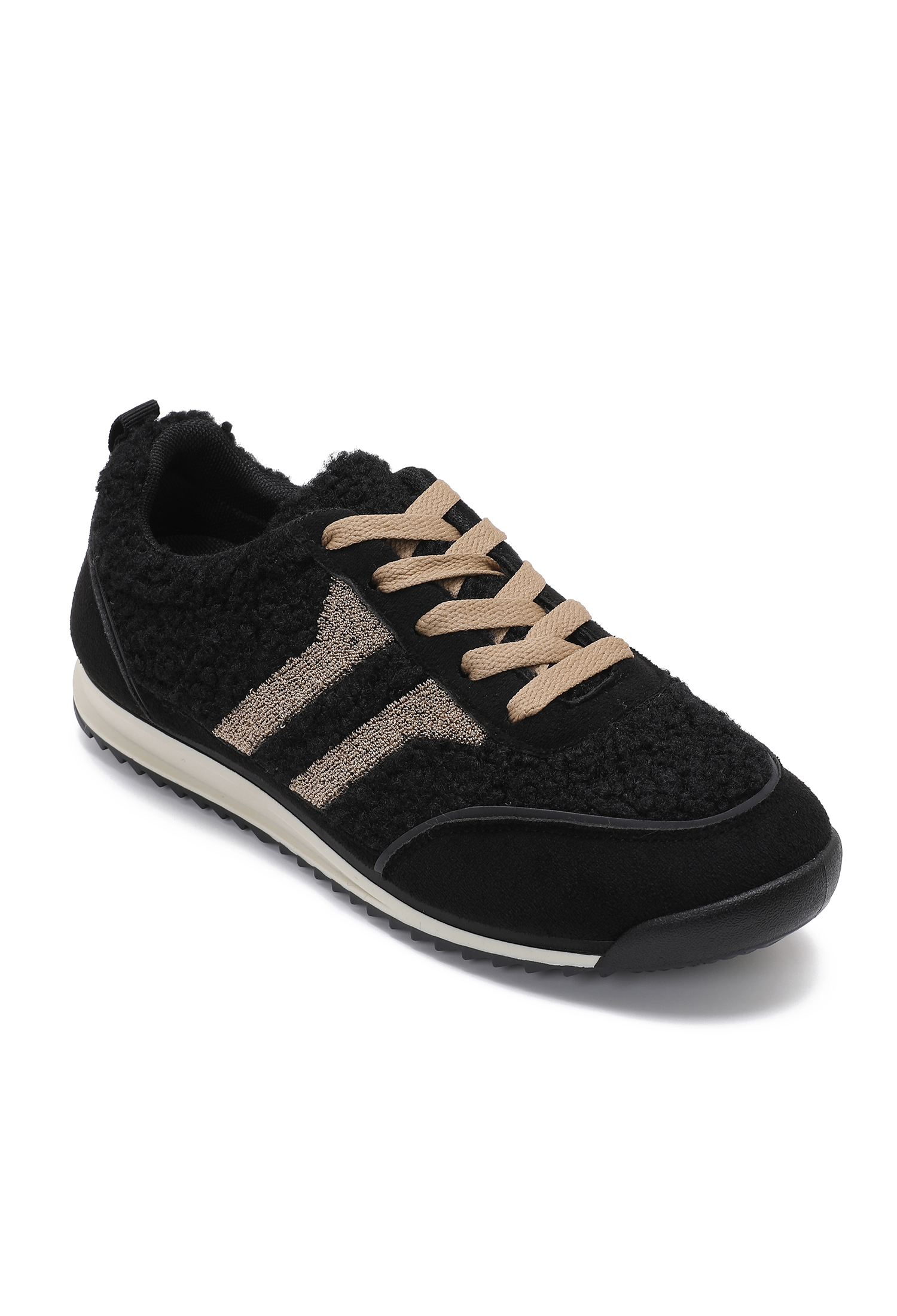 Fur-Trim High-Top Sneakers