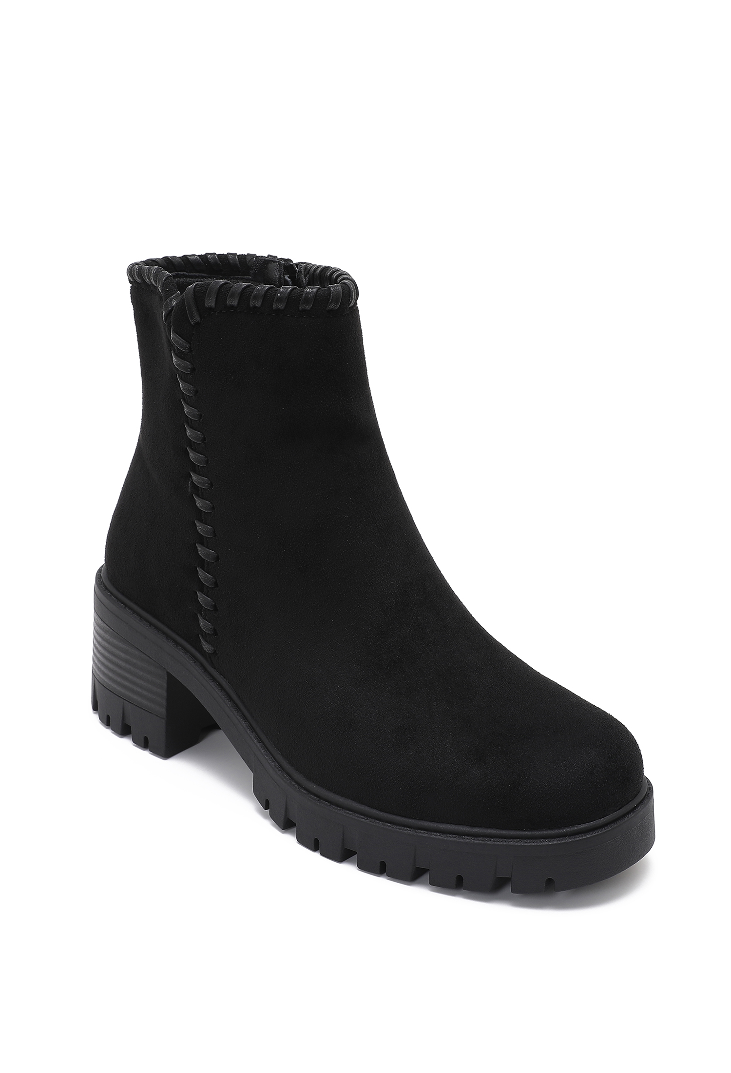 Suede Ankle Boots with Block Heel