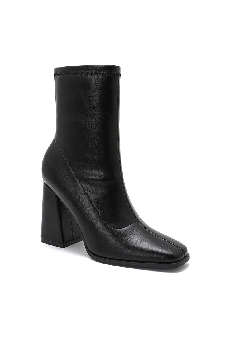 Block-Heel Ankle Boots with Square Toe