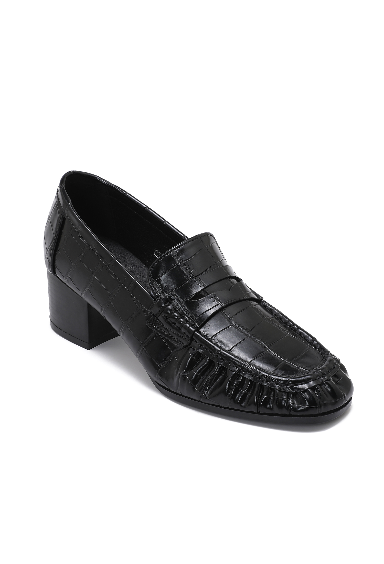 Ruched Moccasin Heels