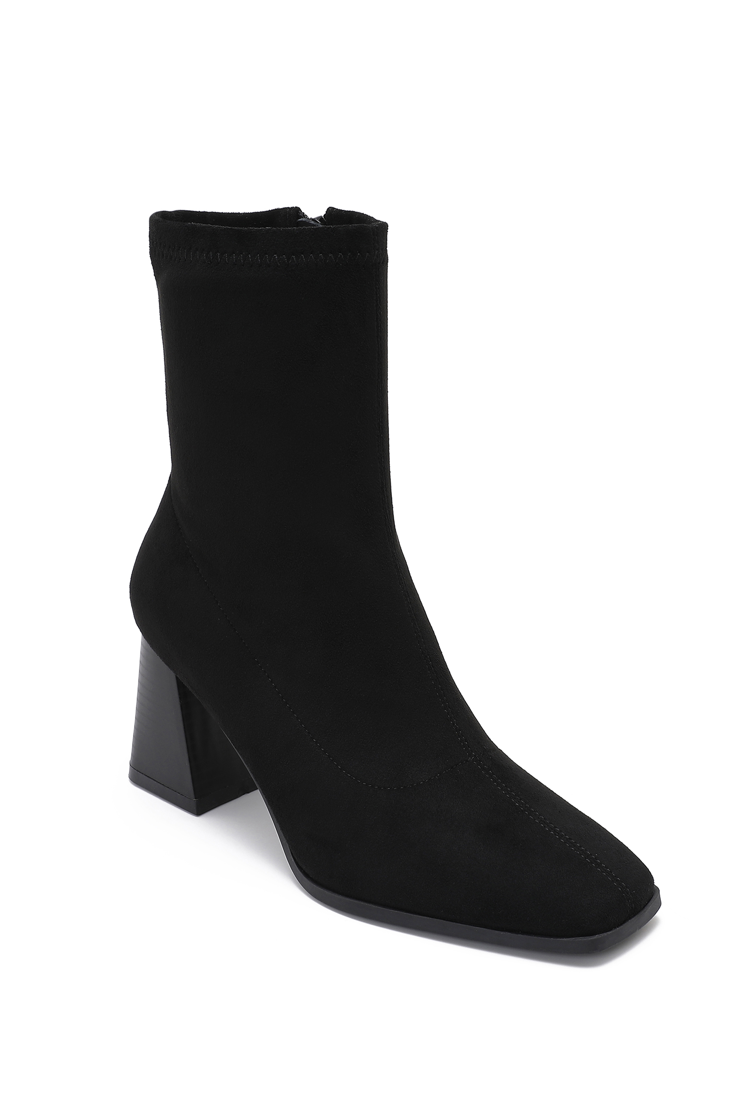Square-Toe Block Heel Ankle Boots