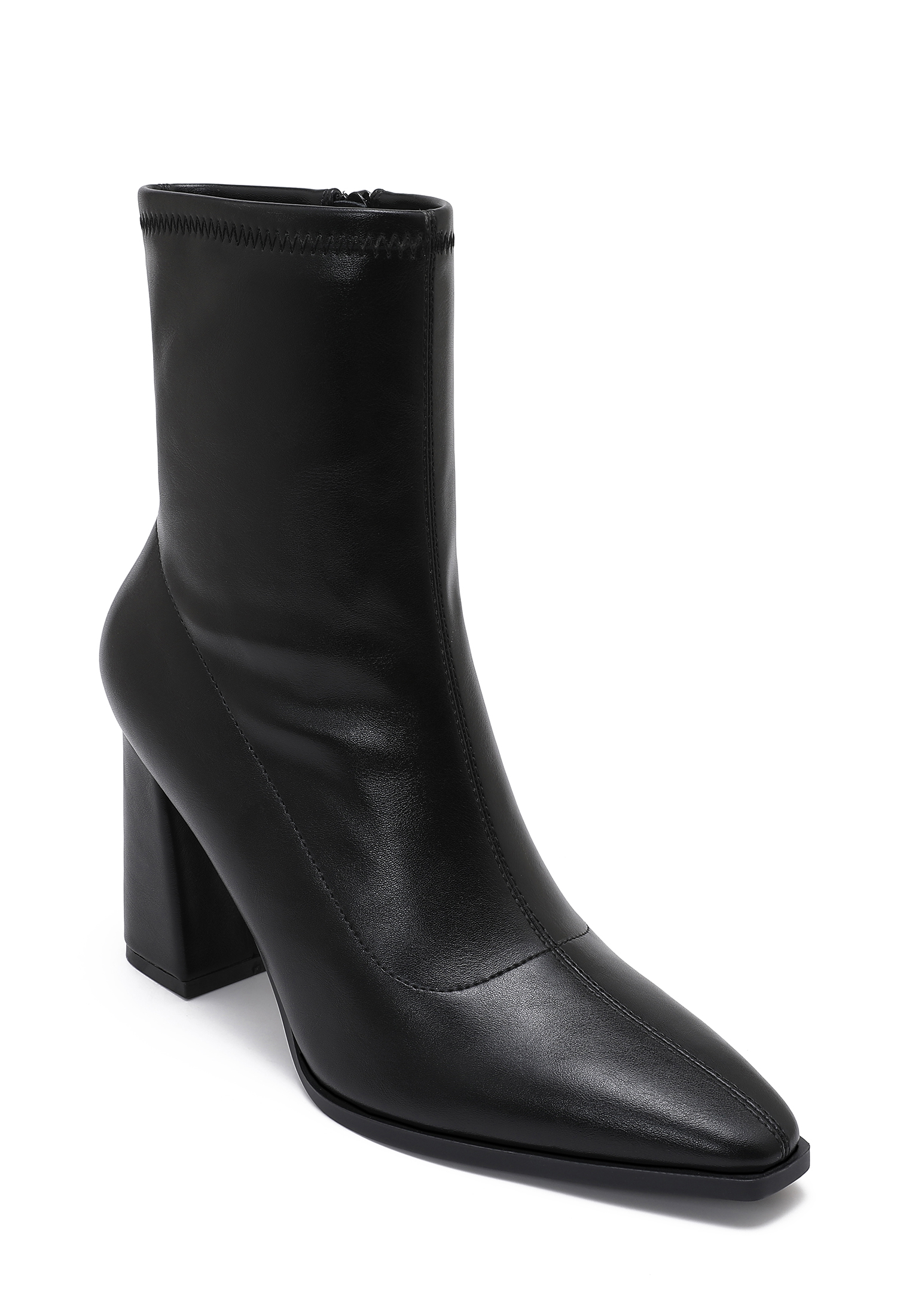 Pointed Block Heel Ankle Boots