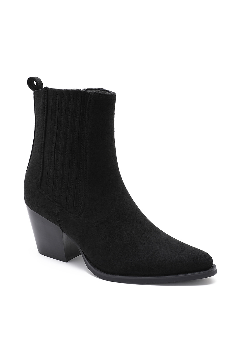 Suede Block-Heel Ankle Boots