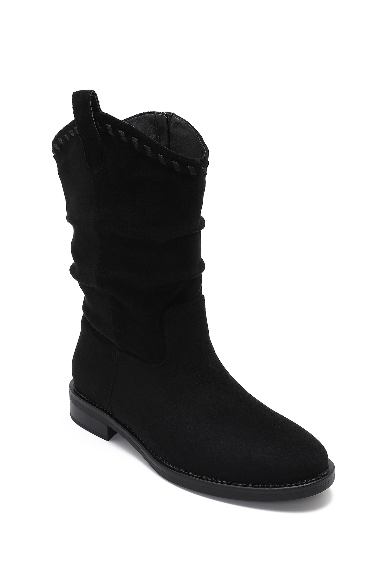 Gathered-Detail Ankle Boots