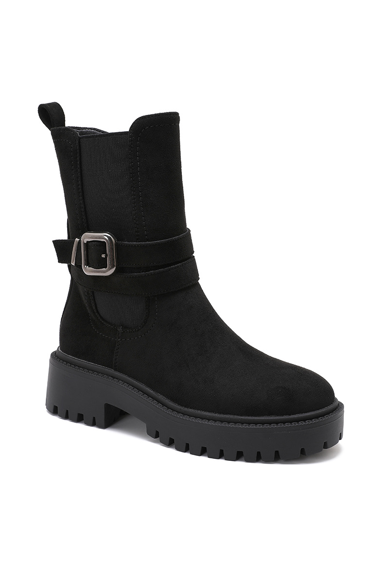 Chunky Tractor-Sole Ankle Boots with Strap