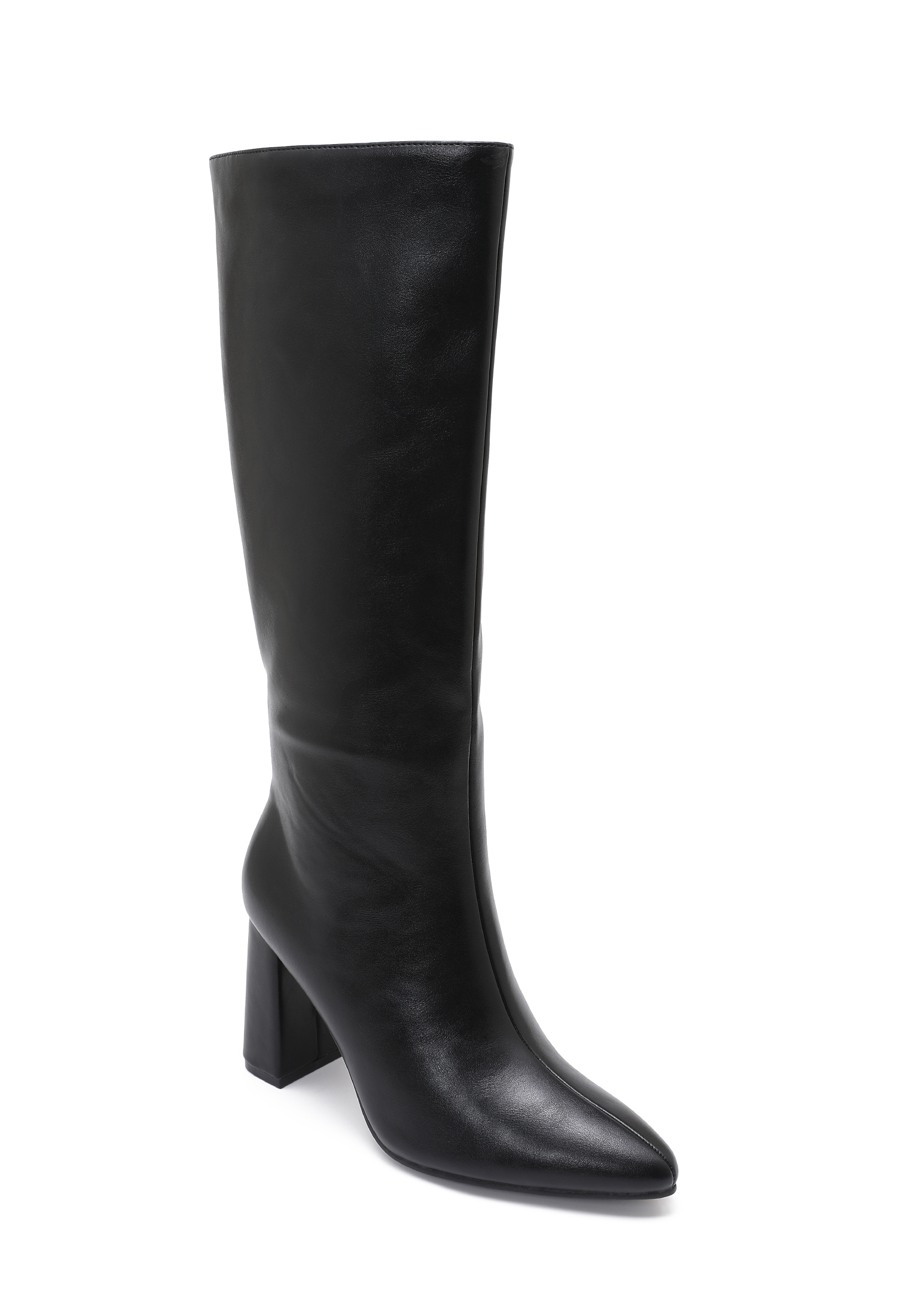 Pointed Block‑Heel Knee‑High Boots