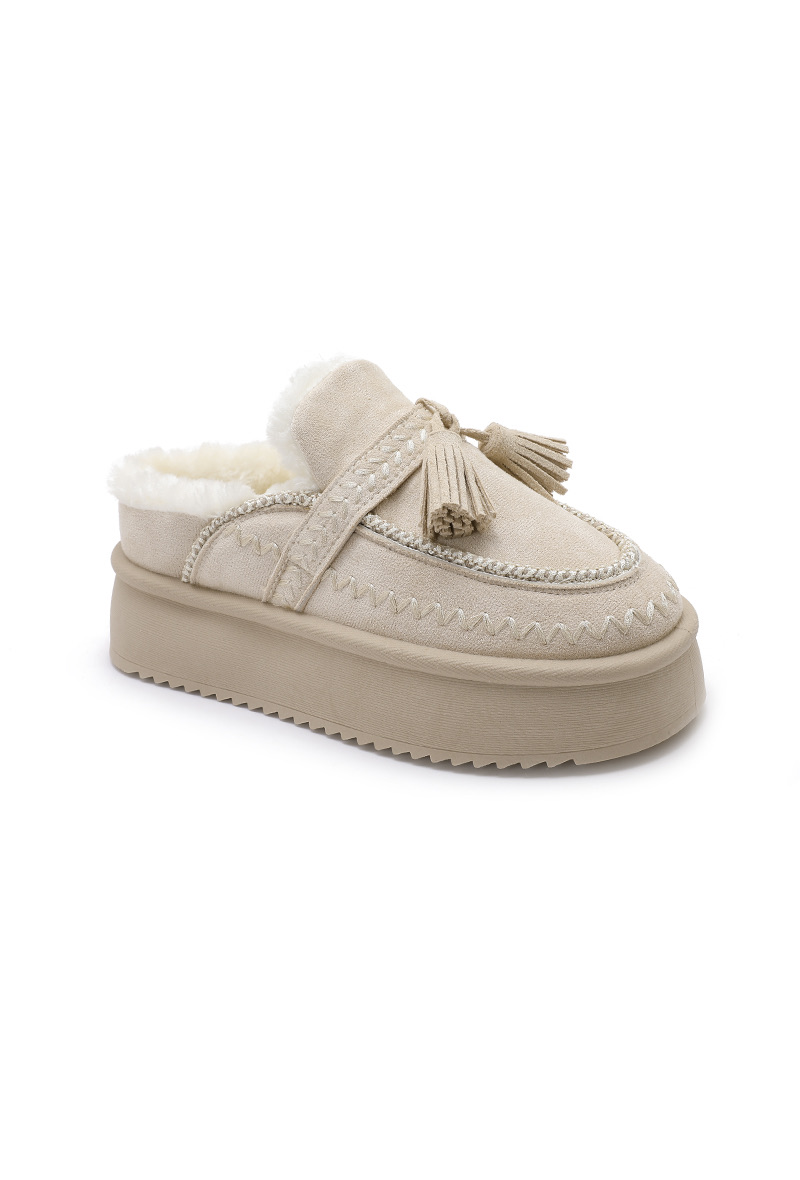 Fringed Mule Slippers