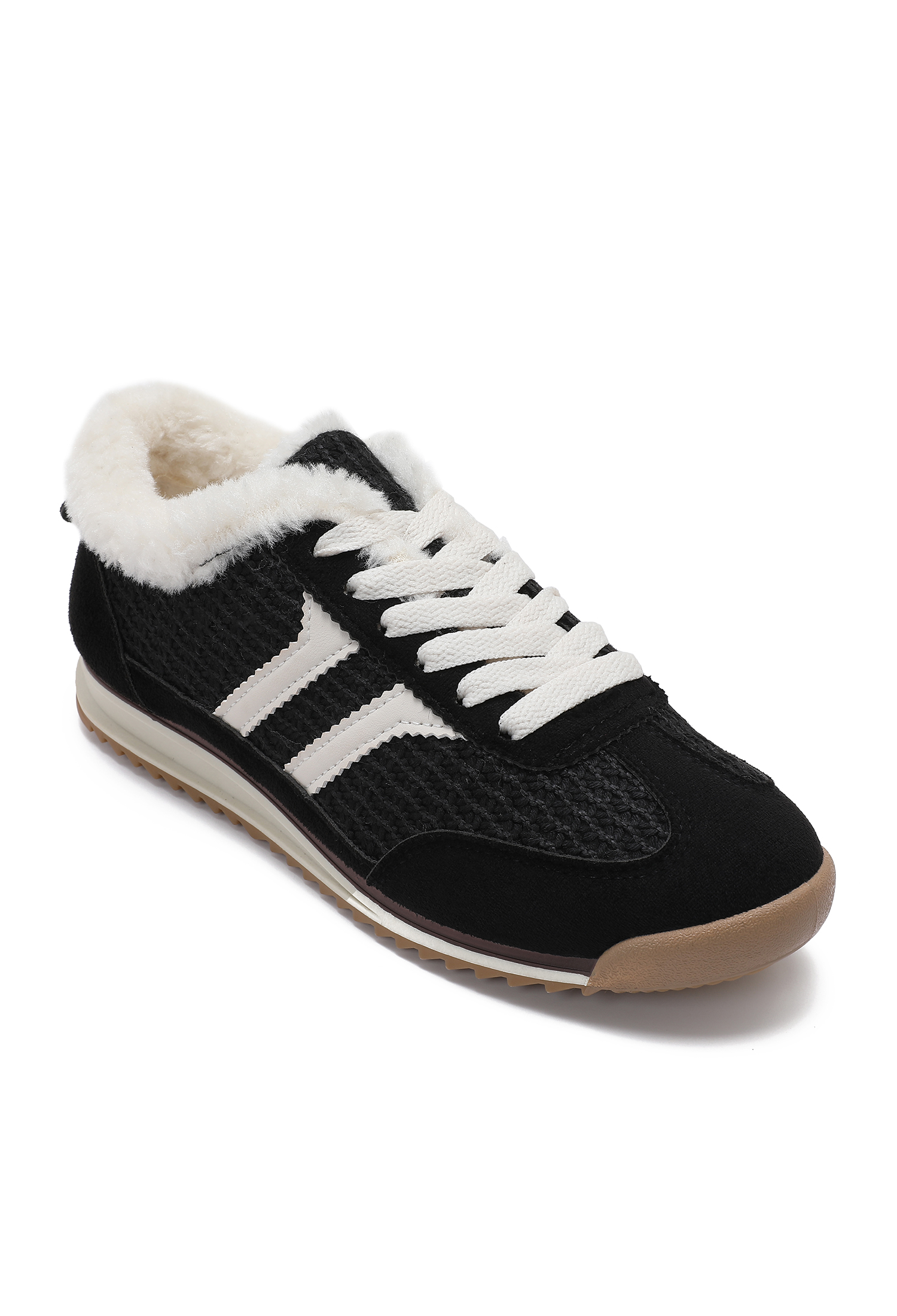 Warm Lined Fur-Trim Sneakers