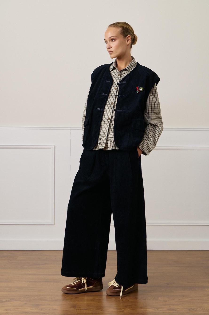 Wide‑Leg Corduroy Trousers
