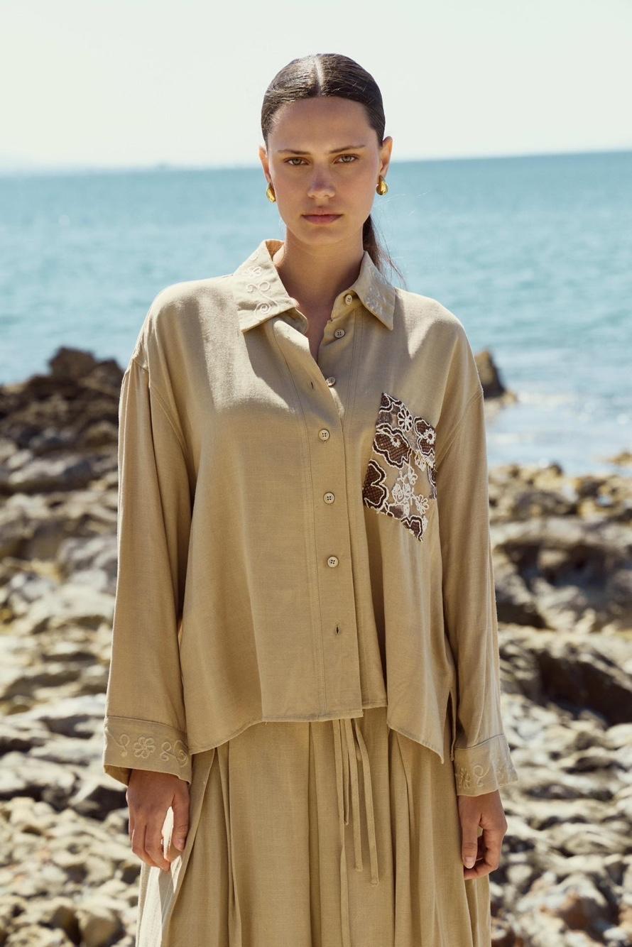 Relaxed Fit Shirt with Embroidery