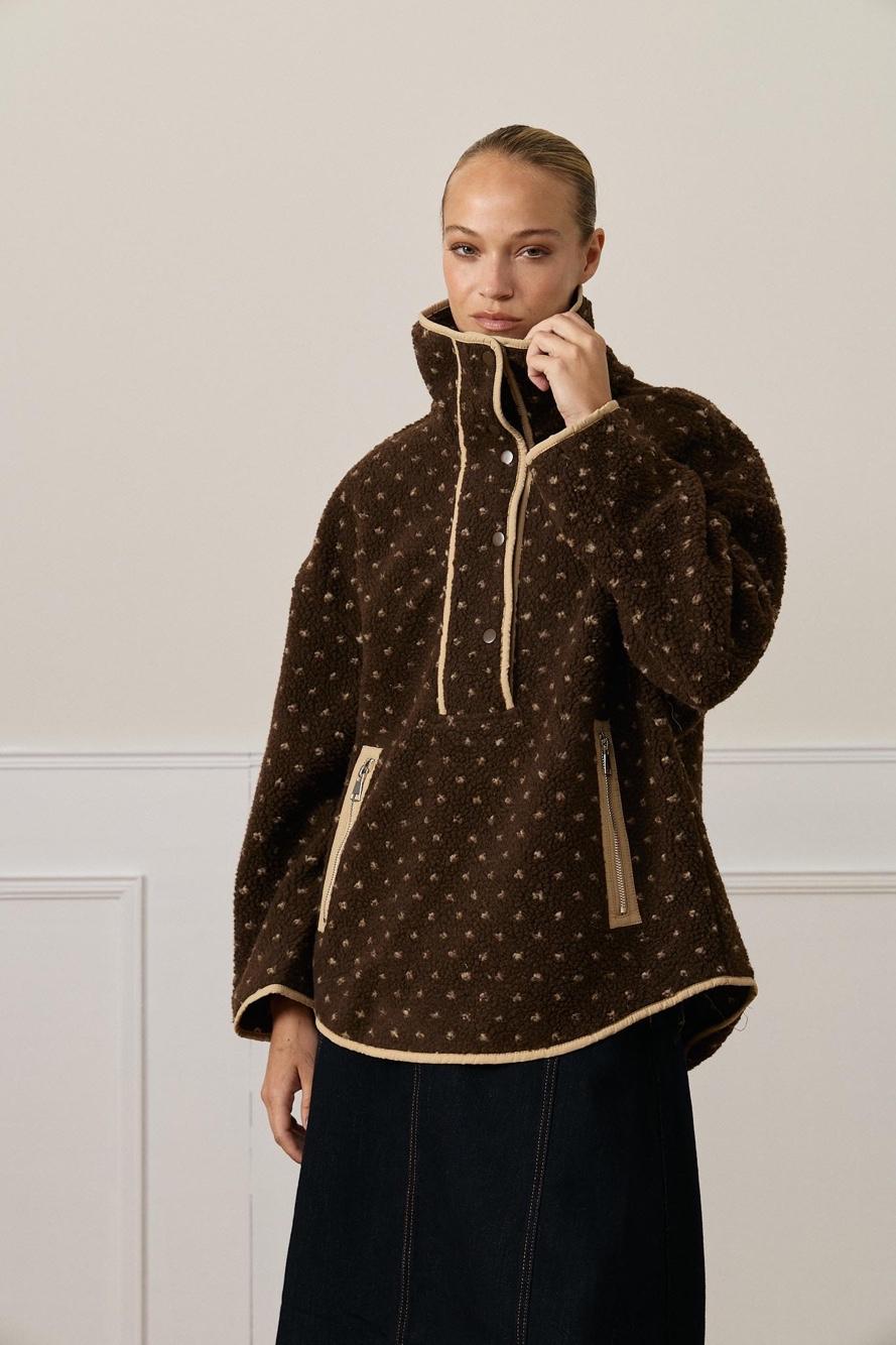 Relaxed Teddy Jacket with Mock Neck