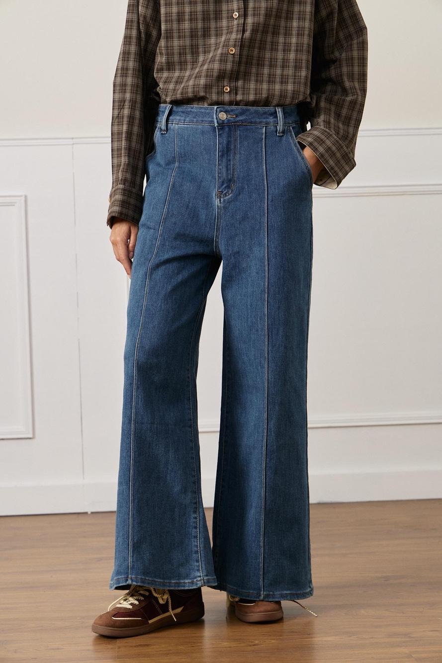 Wide-Leg Jeans with Topstitching
