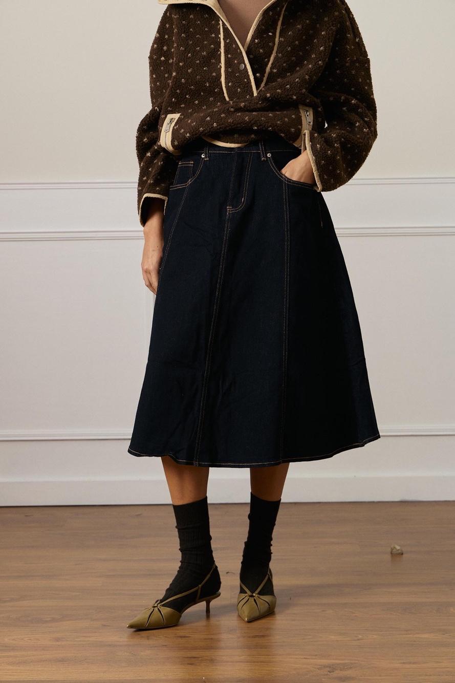 A-line Midi Skirt with Pockets
