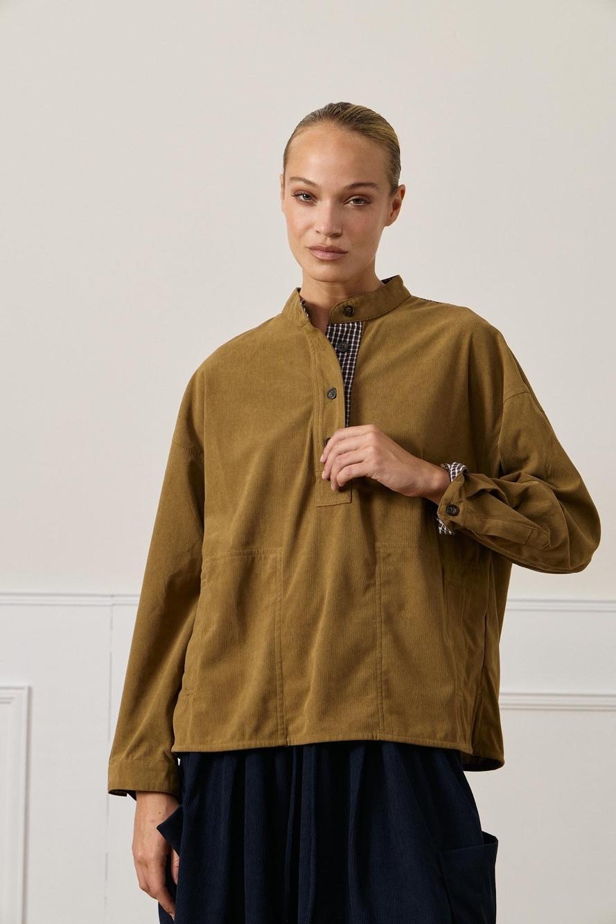 Oversized Stand-Collar Blouse
