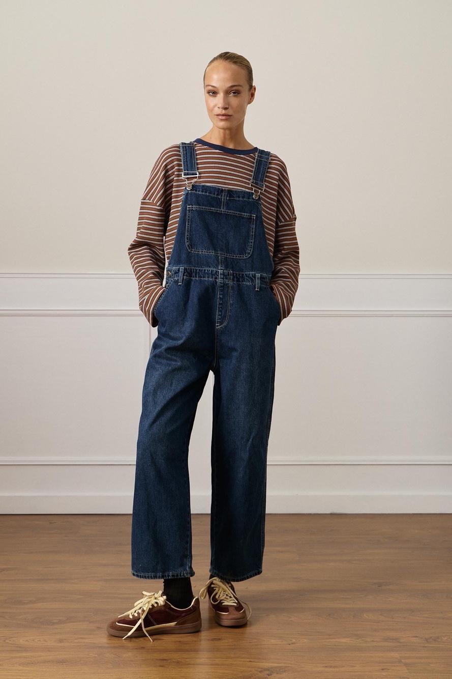Wide Denim Dungarees