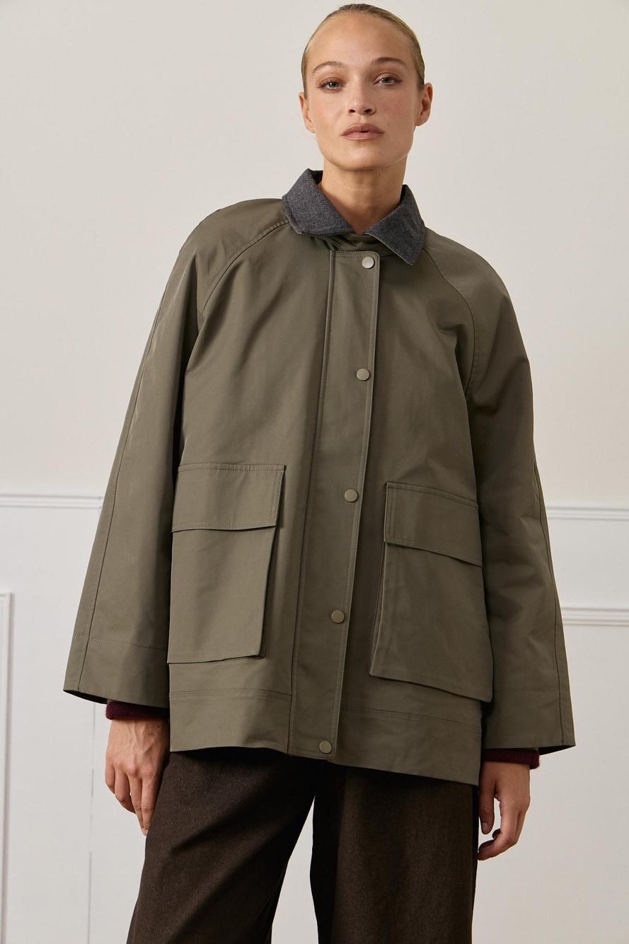 Oversized Jacket with Shirt Collar