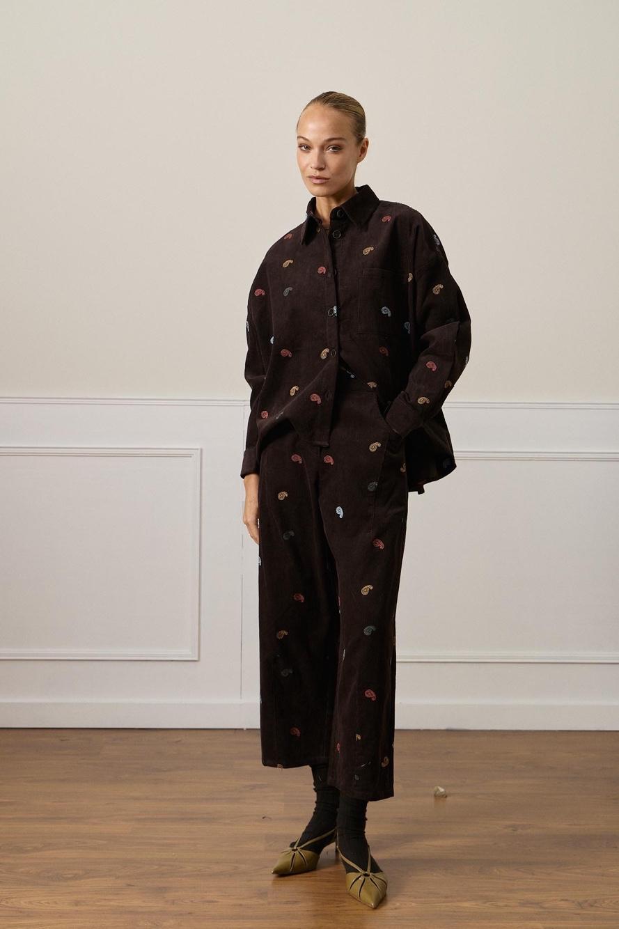Oversized Corduroy Shirt with Pocket