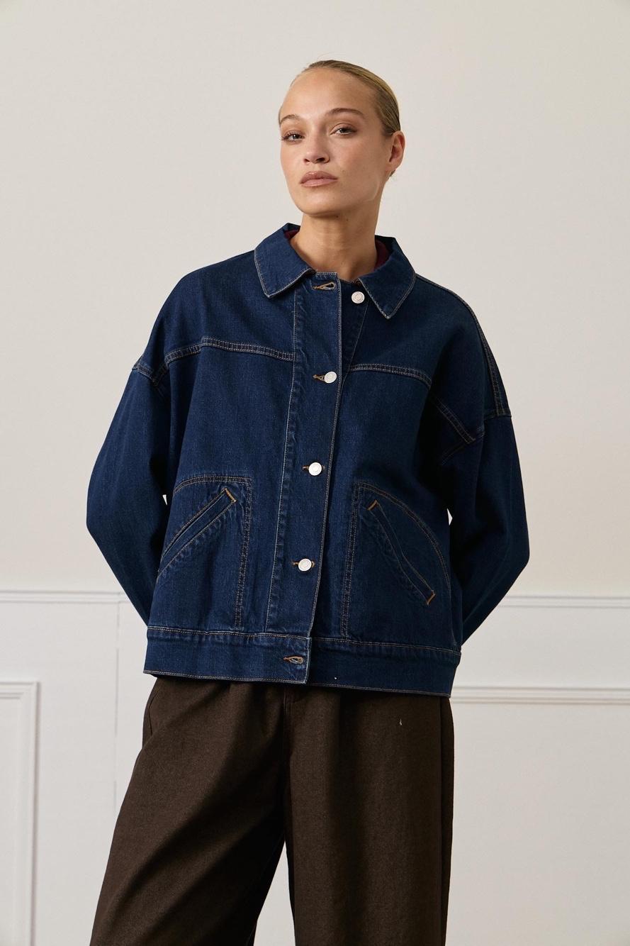Oversize Jacket with Shirt Collar