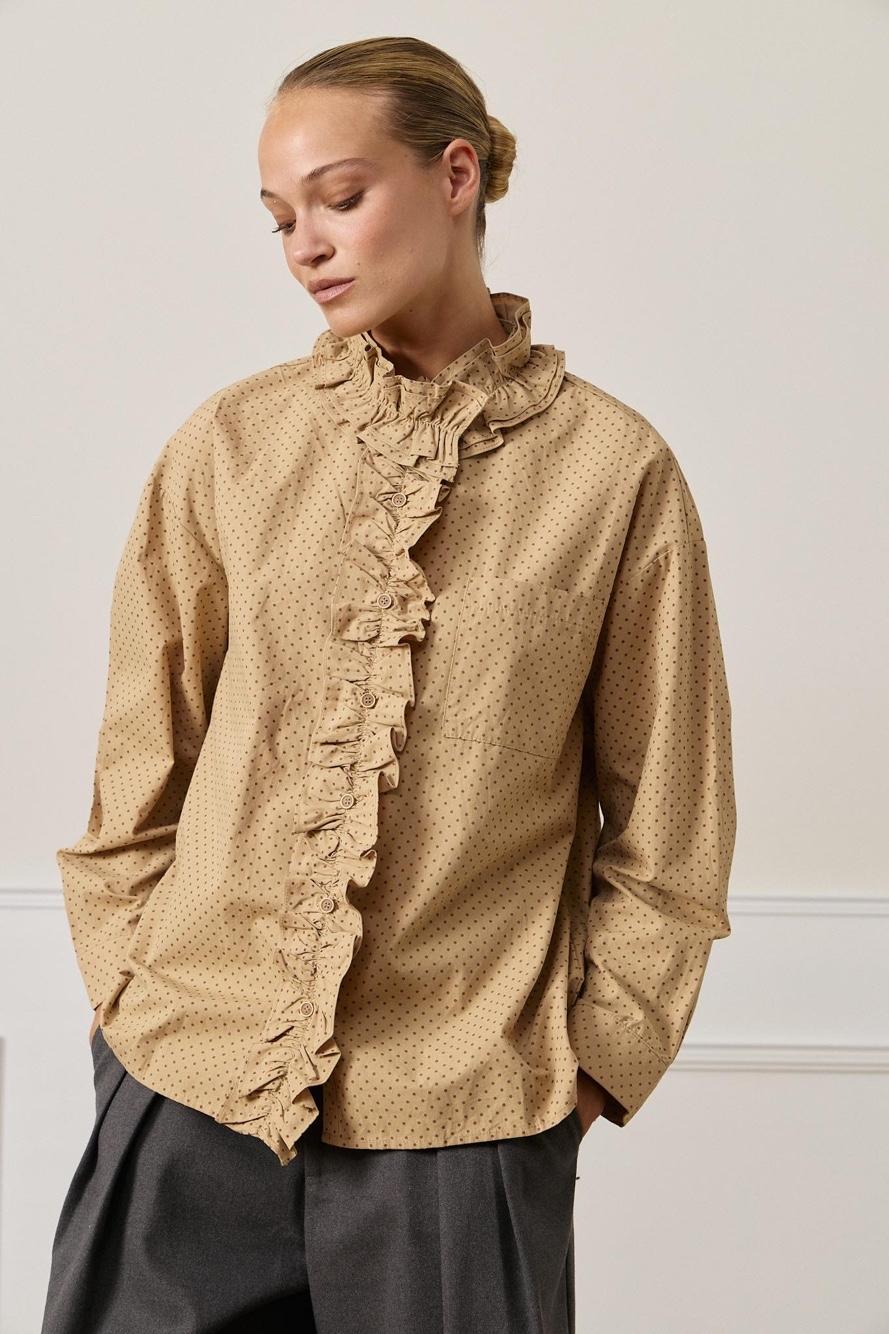 Ruffled High-Neck Blouse