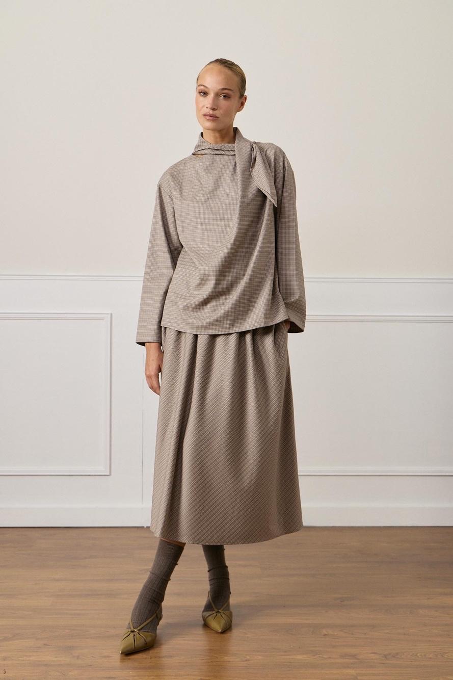 Mock-Neck Blouse with Bow