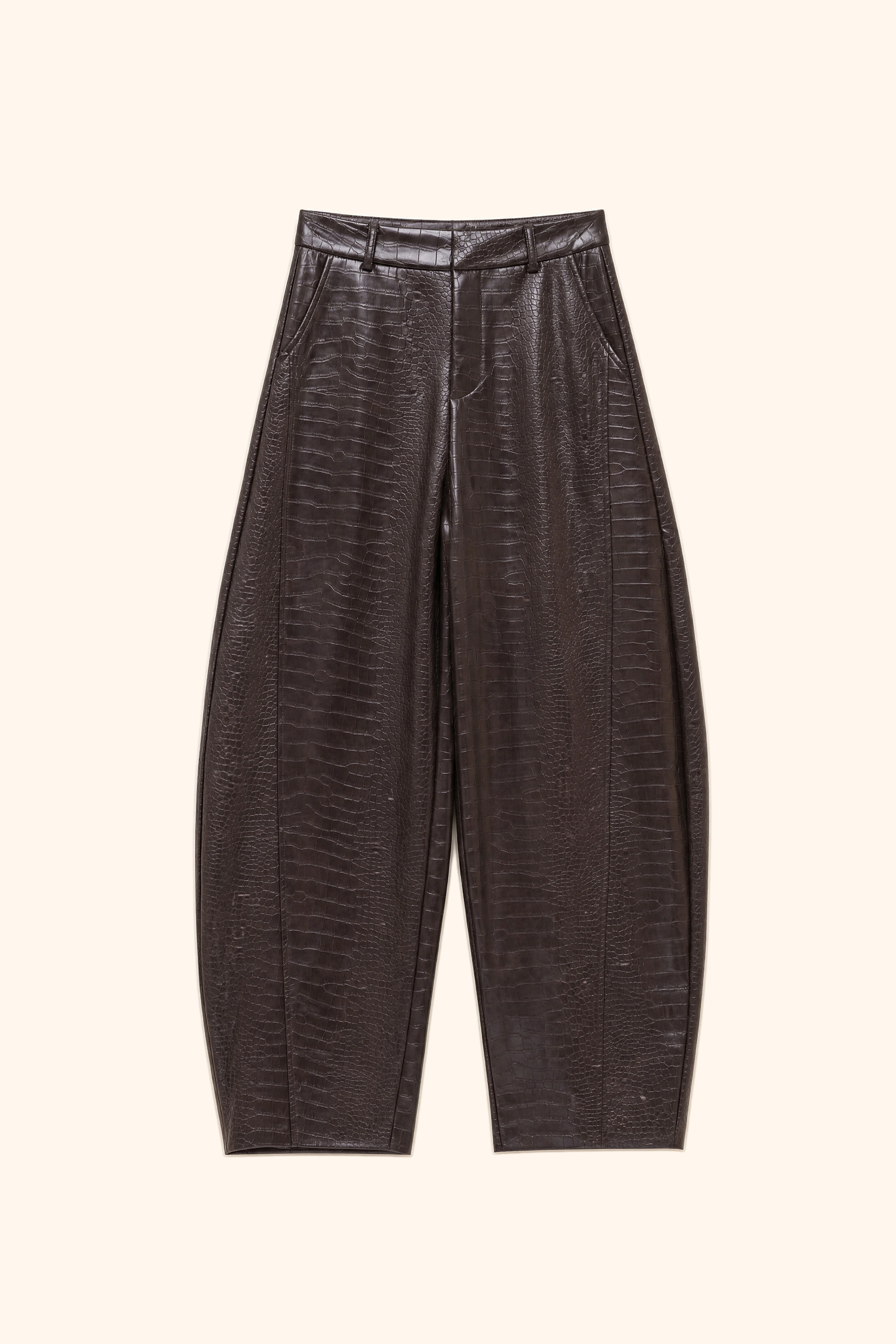 Balloon-Style Pressed Leather Trousers