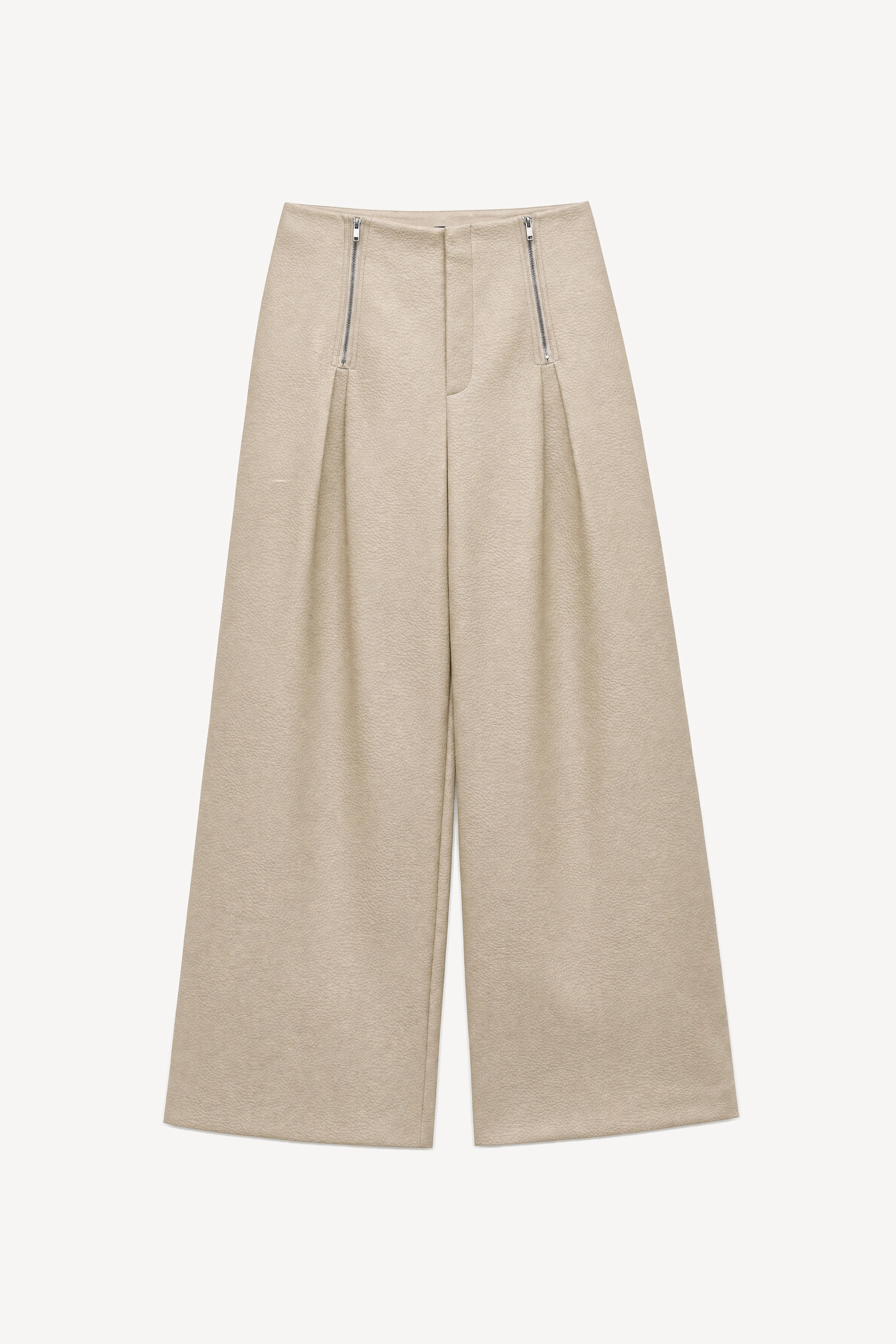Wide Faux-Leather Trousers