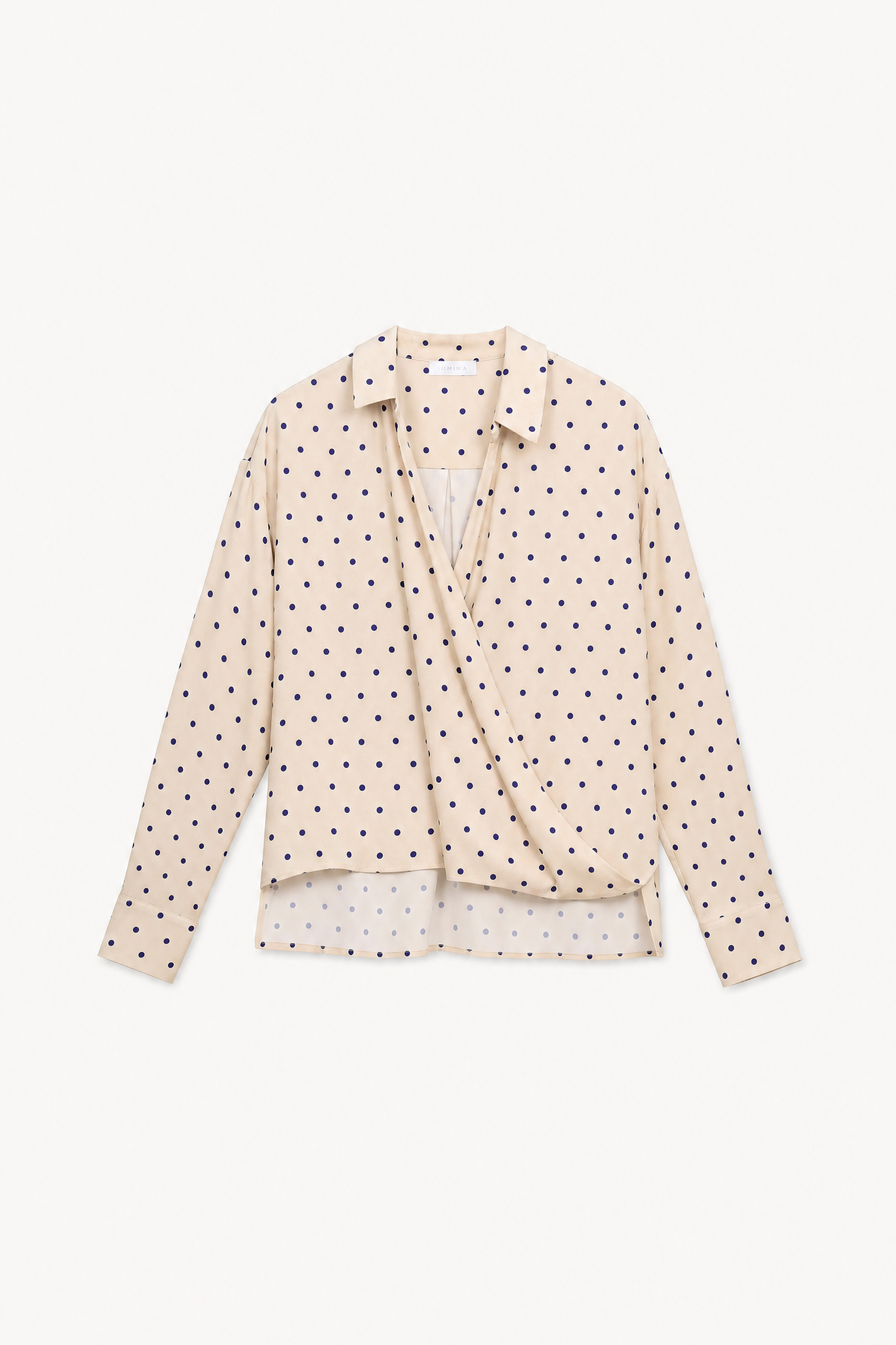 Polka-Dot Wrap Blouse